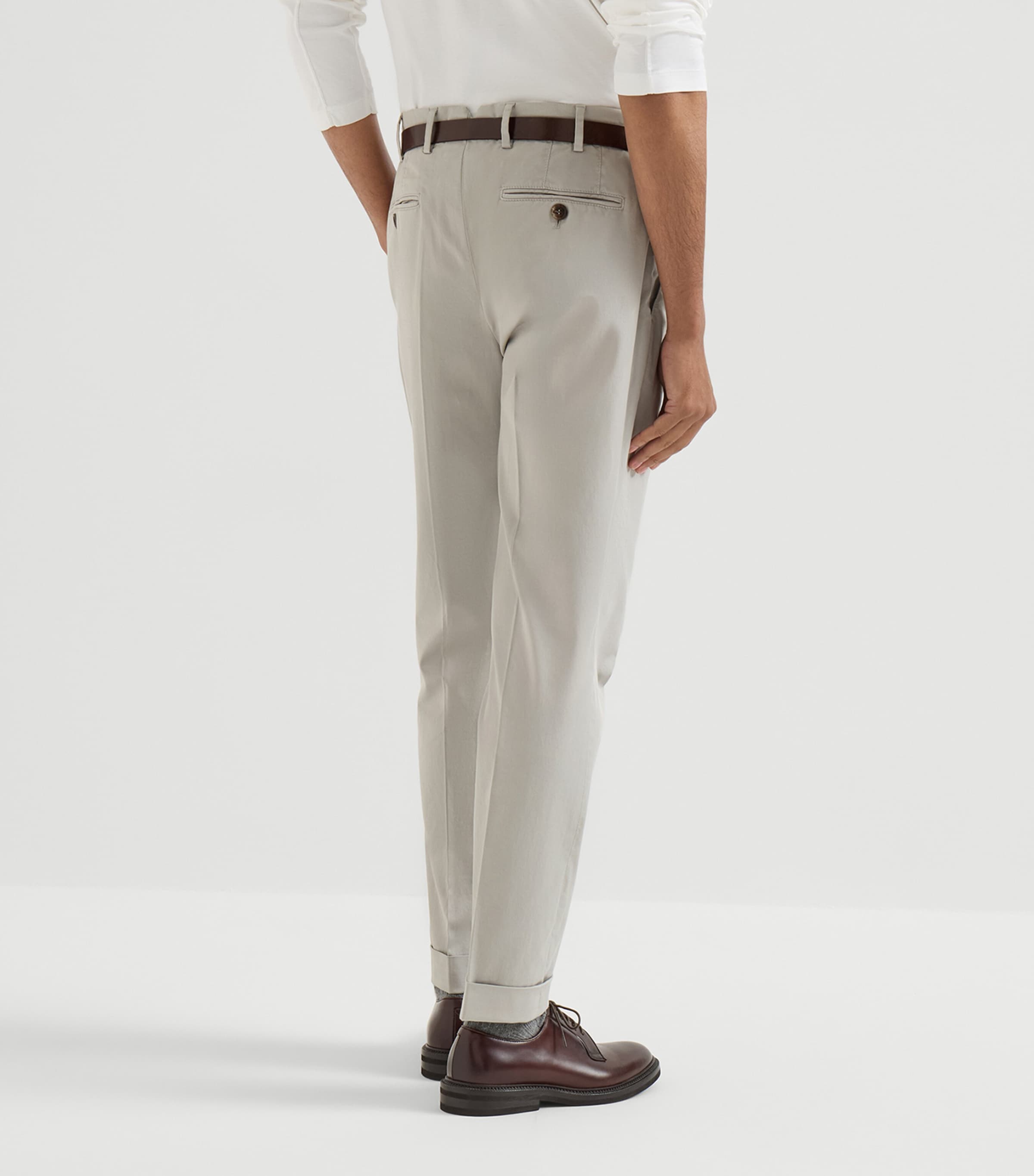 Brunello Cucinelli Mens Stretch-Cotton Gabardine Trousers Image 5