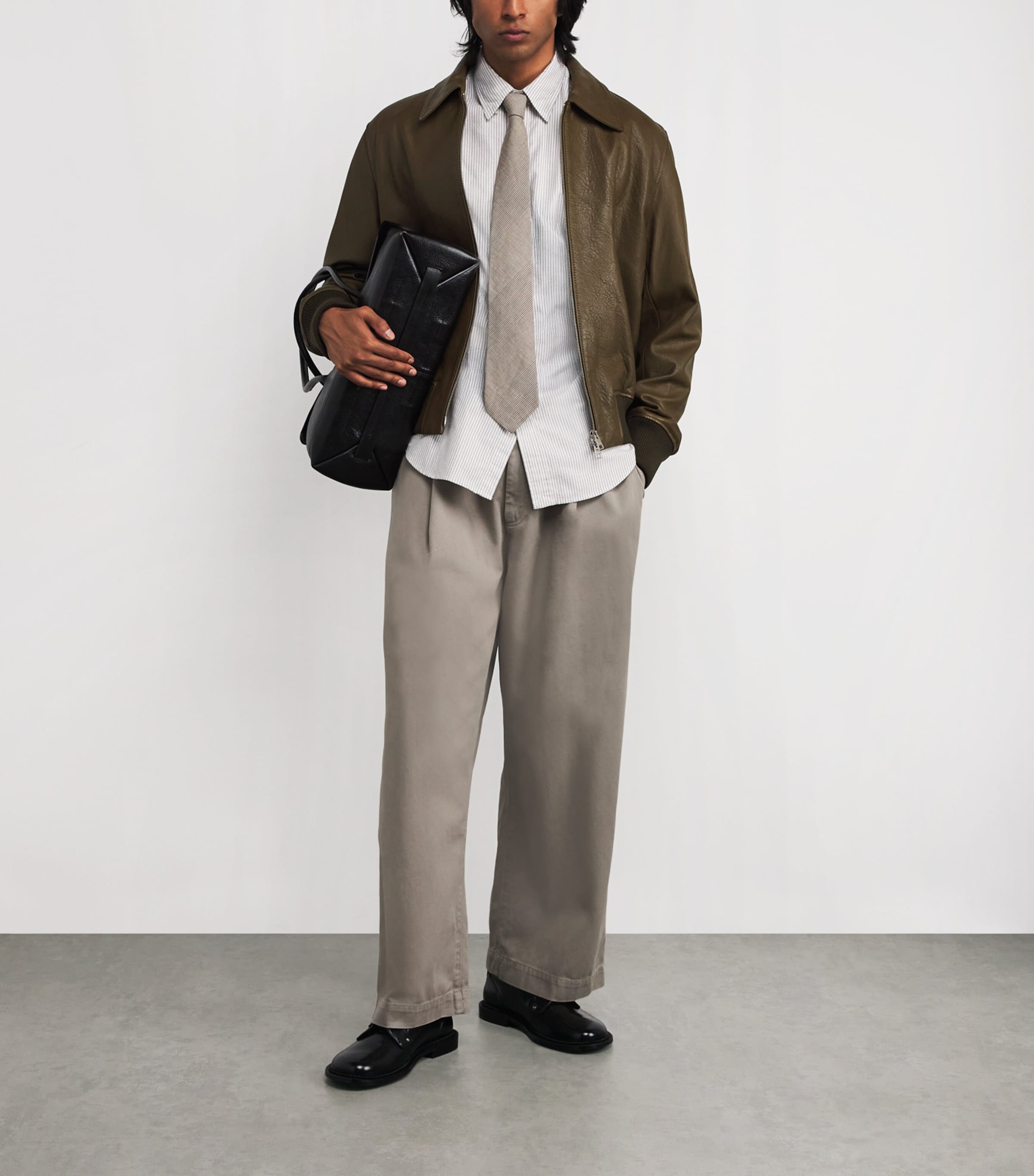 Leather Collar Bomber Jacket 298 - BRONZE Image 2