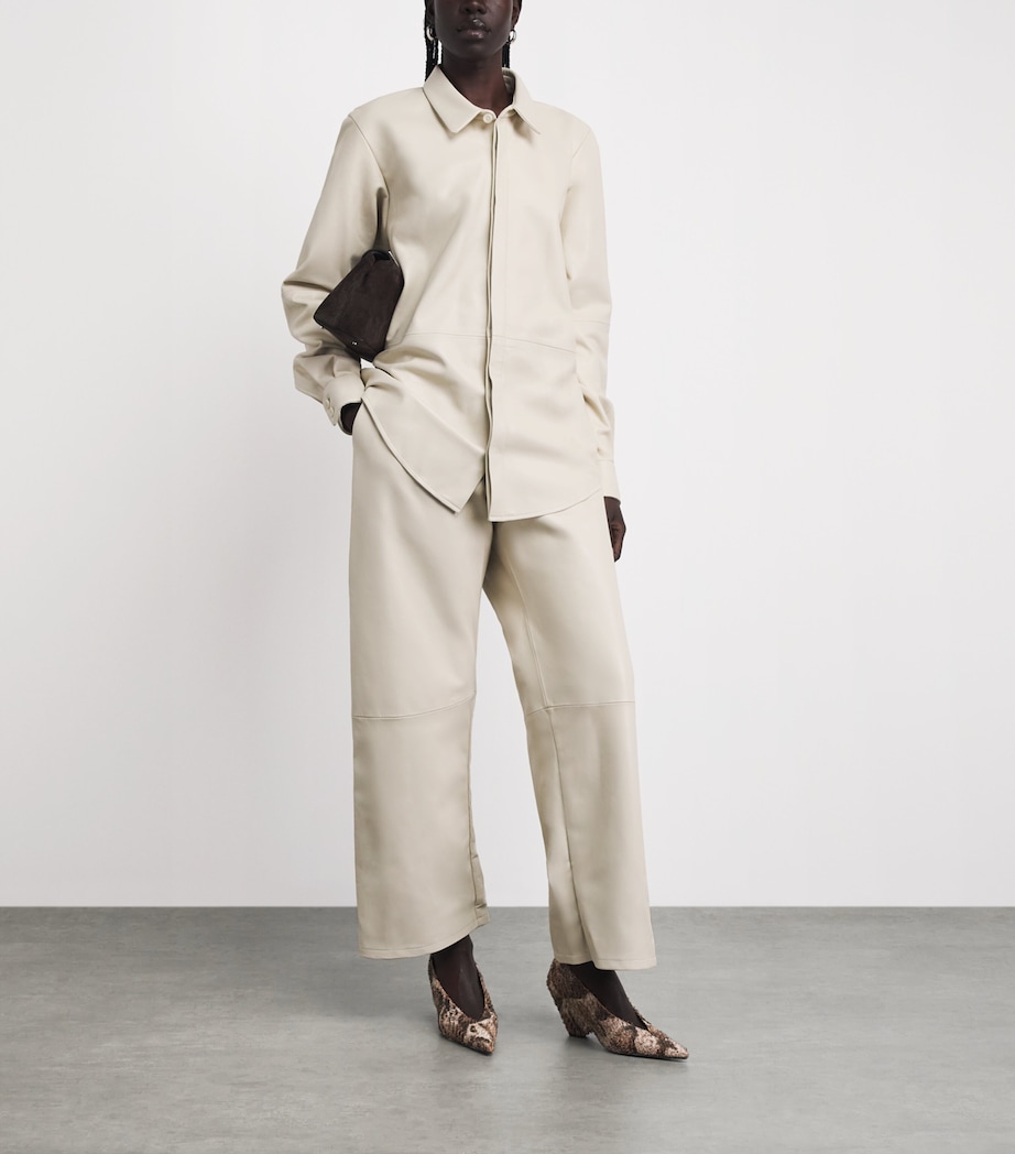 Lauren Manoogian Womens Nappa Leather Shirt Ecru Image 2