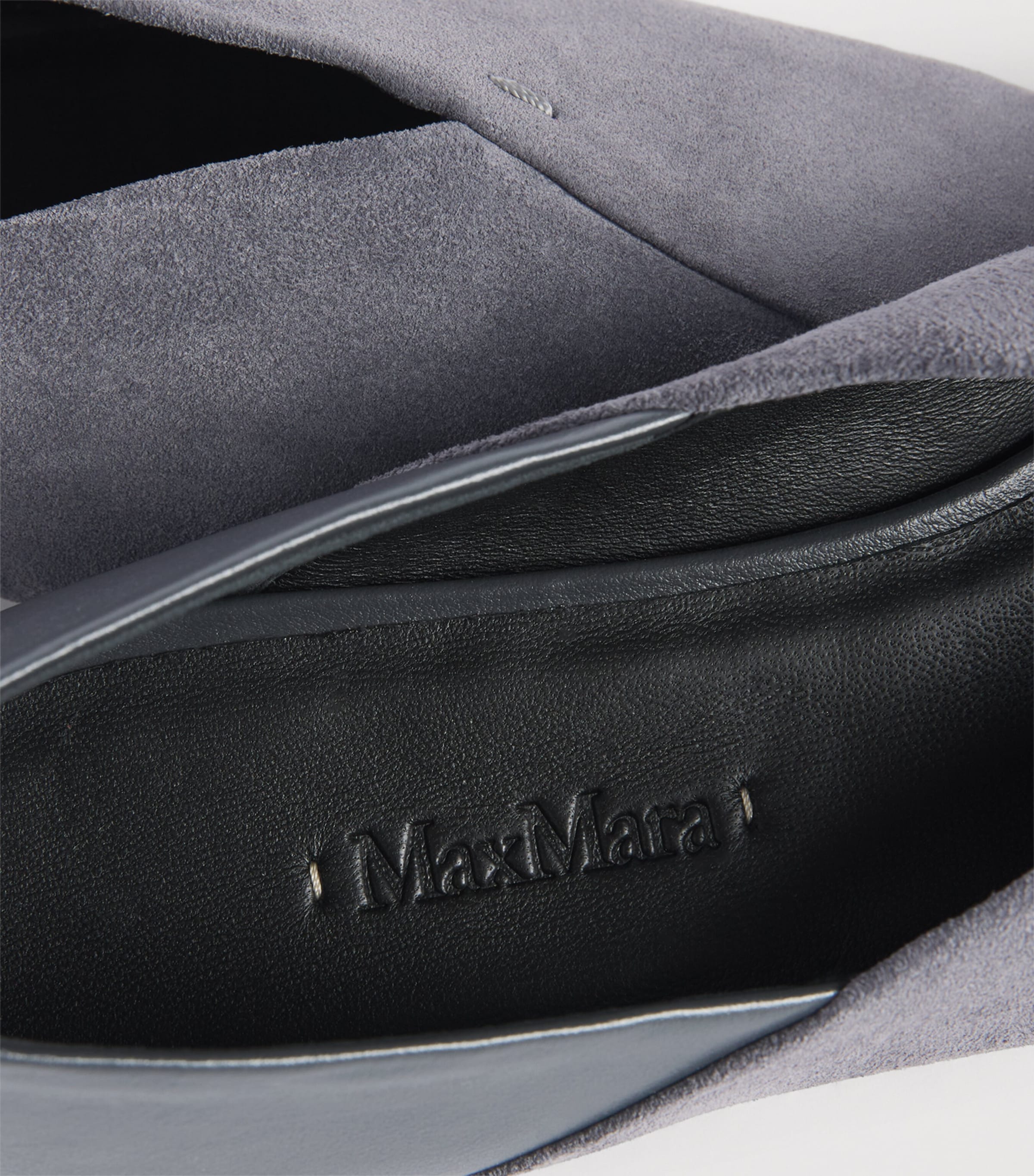 Max Mara Suede Leather-Trim Ballet Flats Medium Grey Image 7