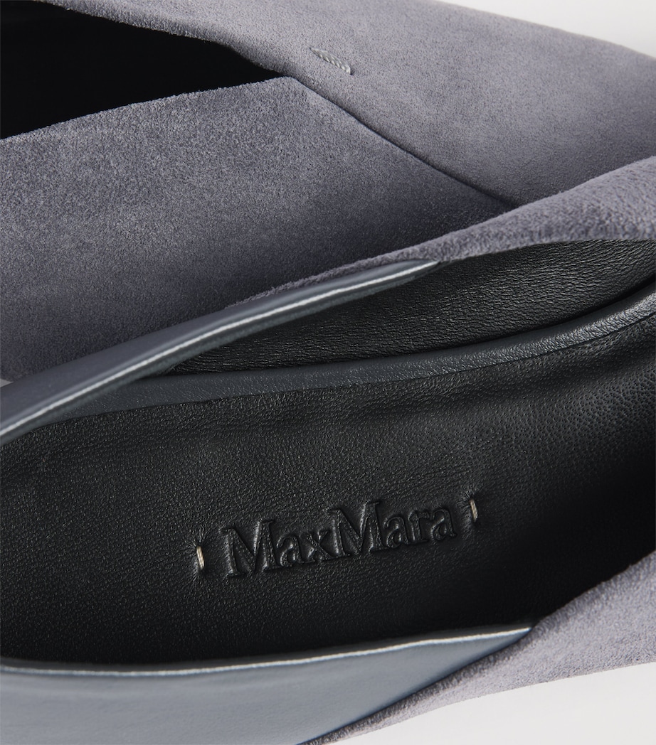 Max Mara Suede Leather-Trim Ballet Flats Medium Grey Image 7