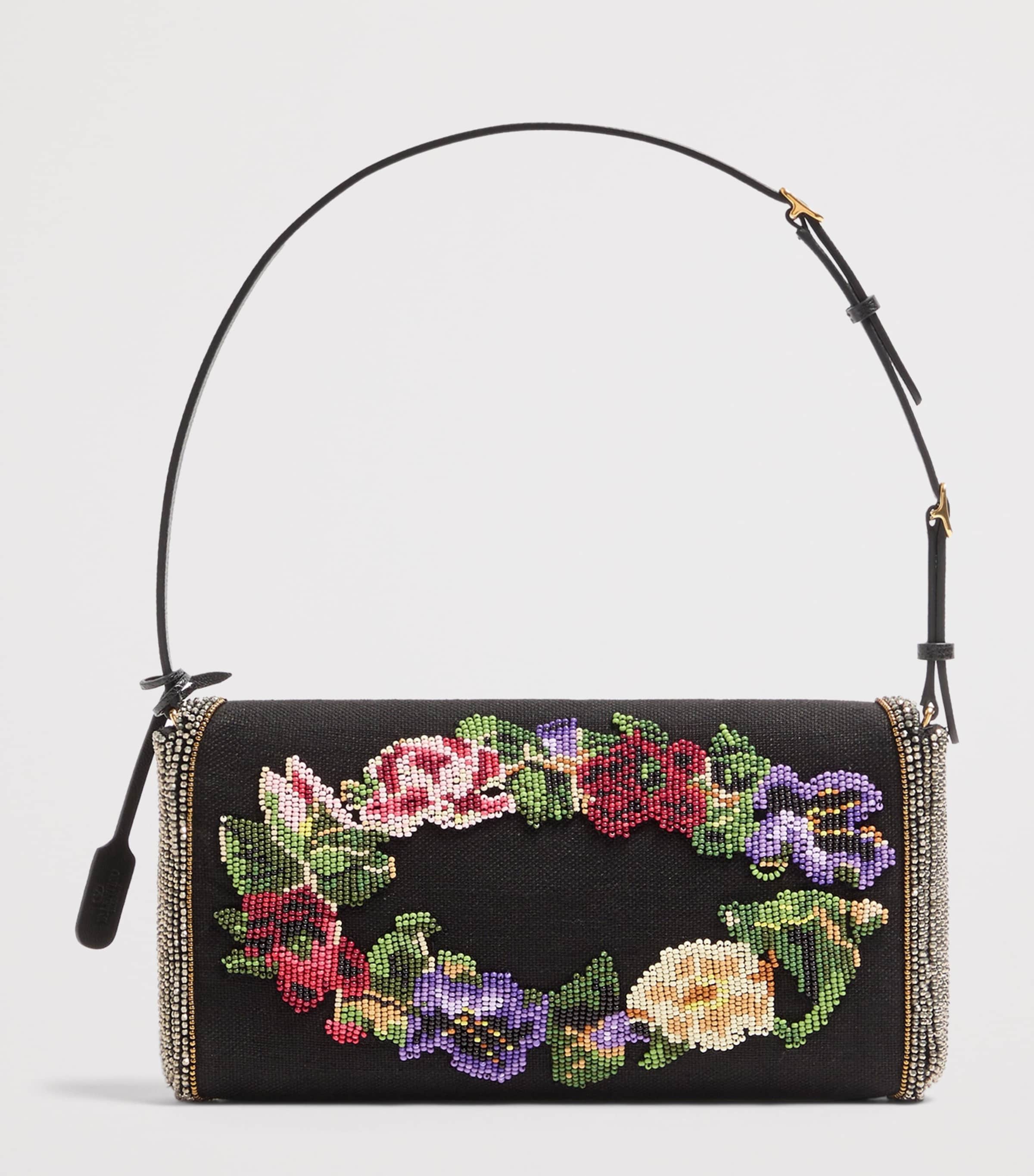 Valentino Garavani Small Linen Embellished DeVain Shoulder Bag Image 4