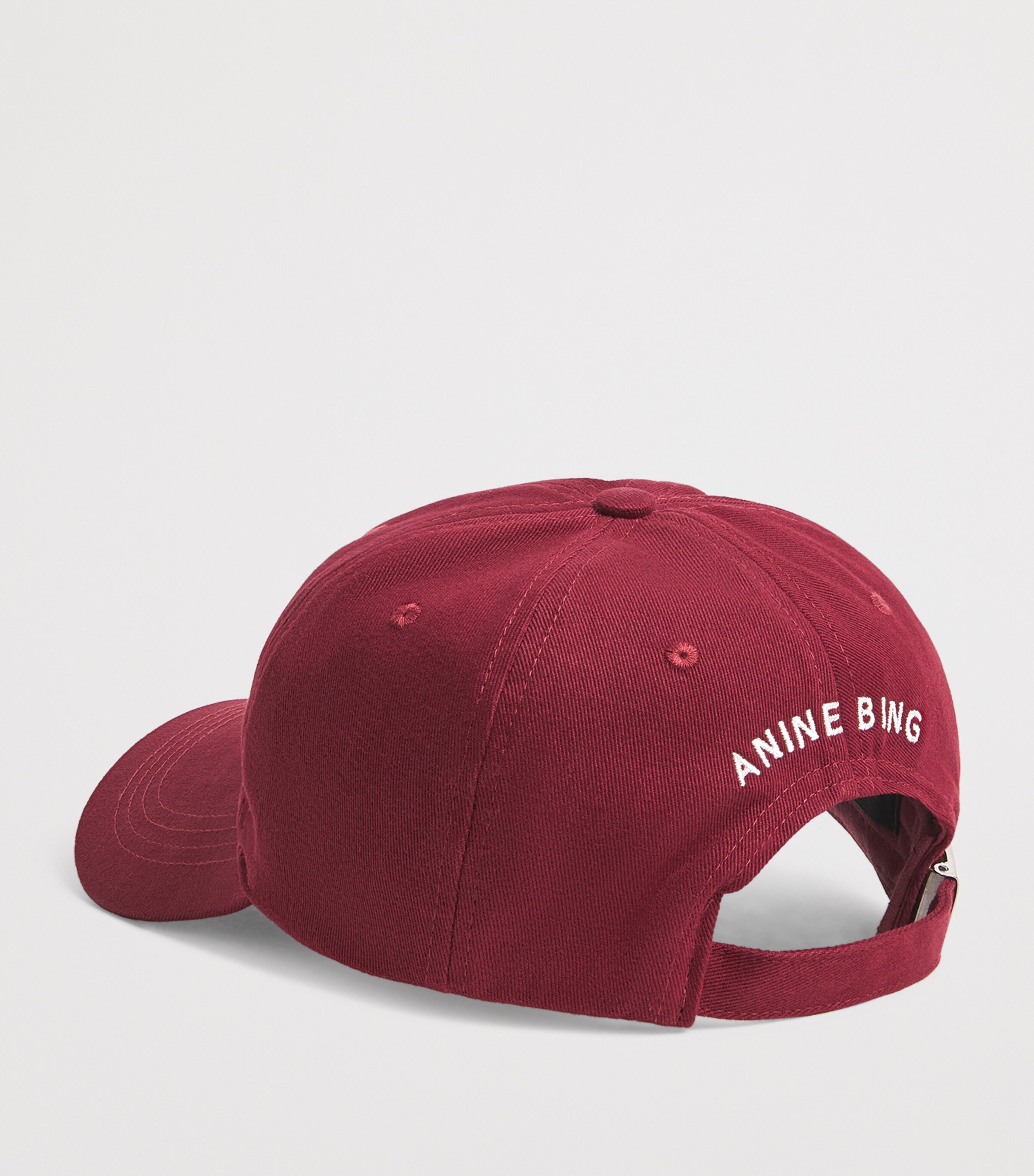 ANINE BING Embroidered Jeremy Baseball Cap Burgundy Image 2