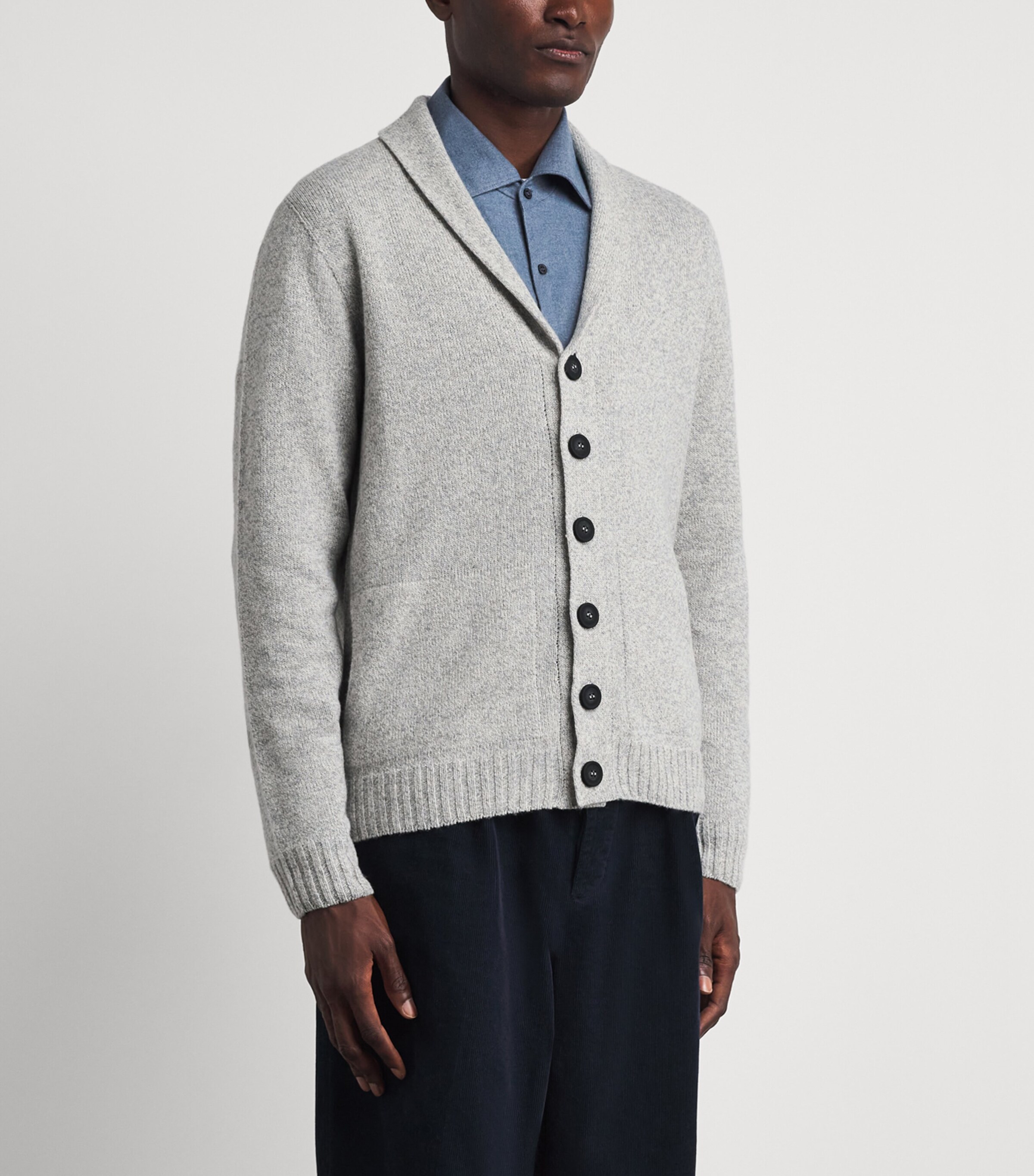 John Smedley Mens Recycled Cashmere-Wool Rockford Shawl Cardigan Polar Image 4