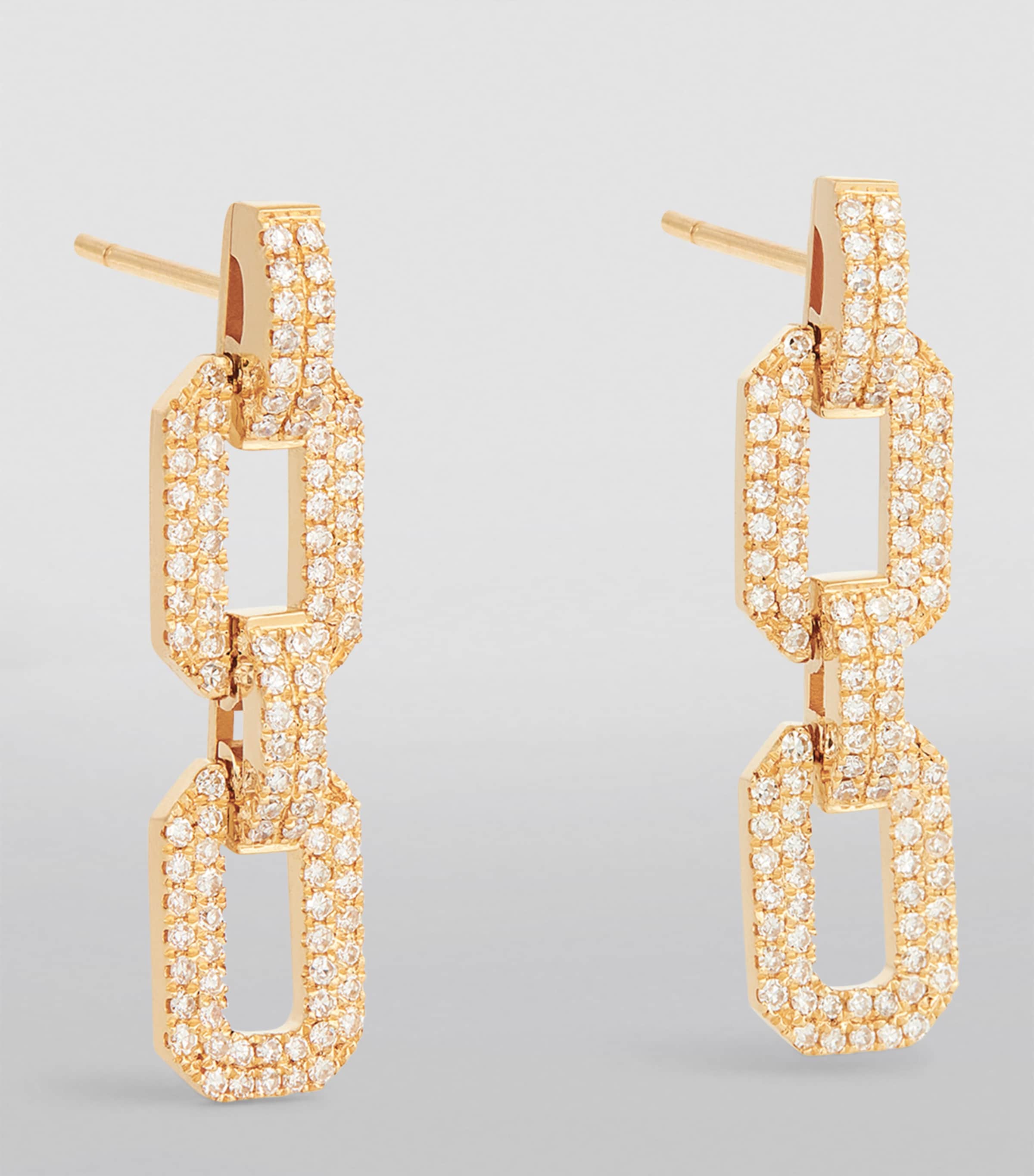 Yellow Gold and Diamond Deco Chain Earrings YELLOW GOLD Image 2