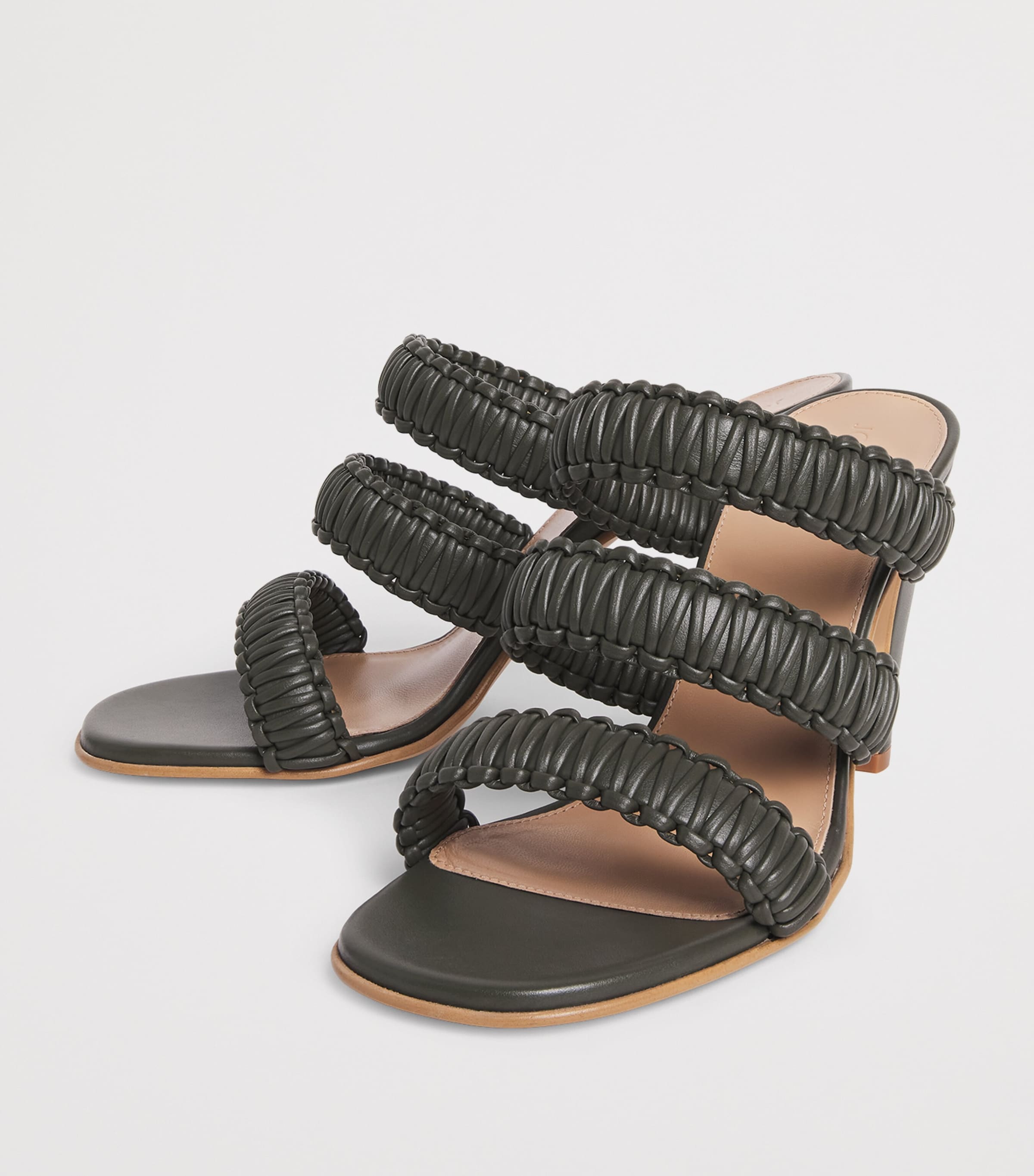 Joseph Leather Noor Heeled Sandals 75 Palm Leaf Image 3