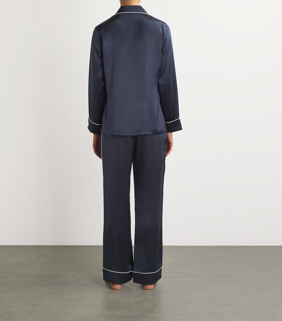 Silk Coco Pyjama Set NAVY IVORY Image 3