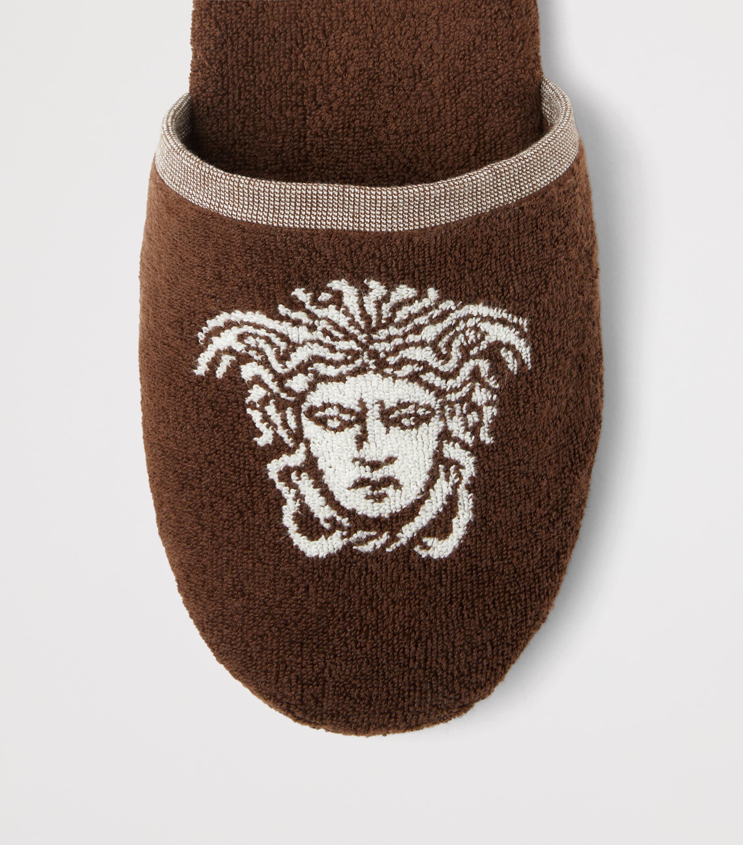 Versace Cotton Medusa Slippers Brown/white Image 2