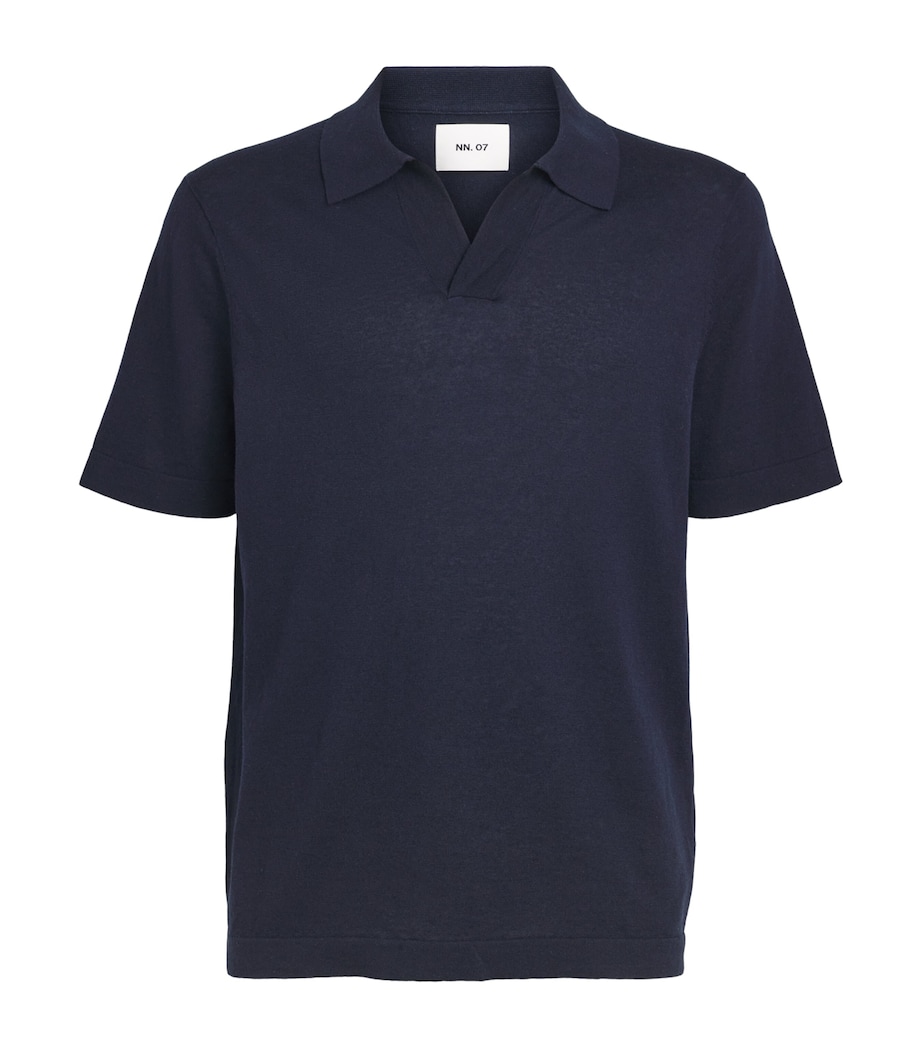 NN07 Mens Cotton-Linen Ryan Polo Shirt Navy Blue Image 1