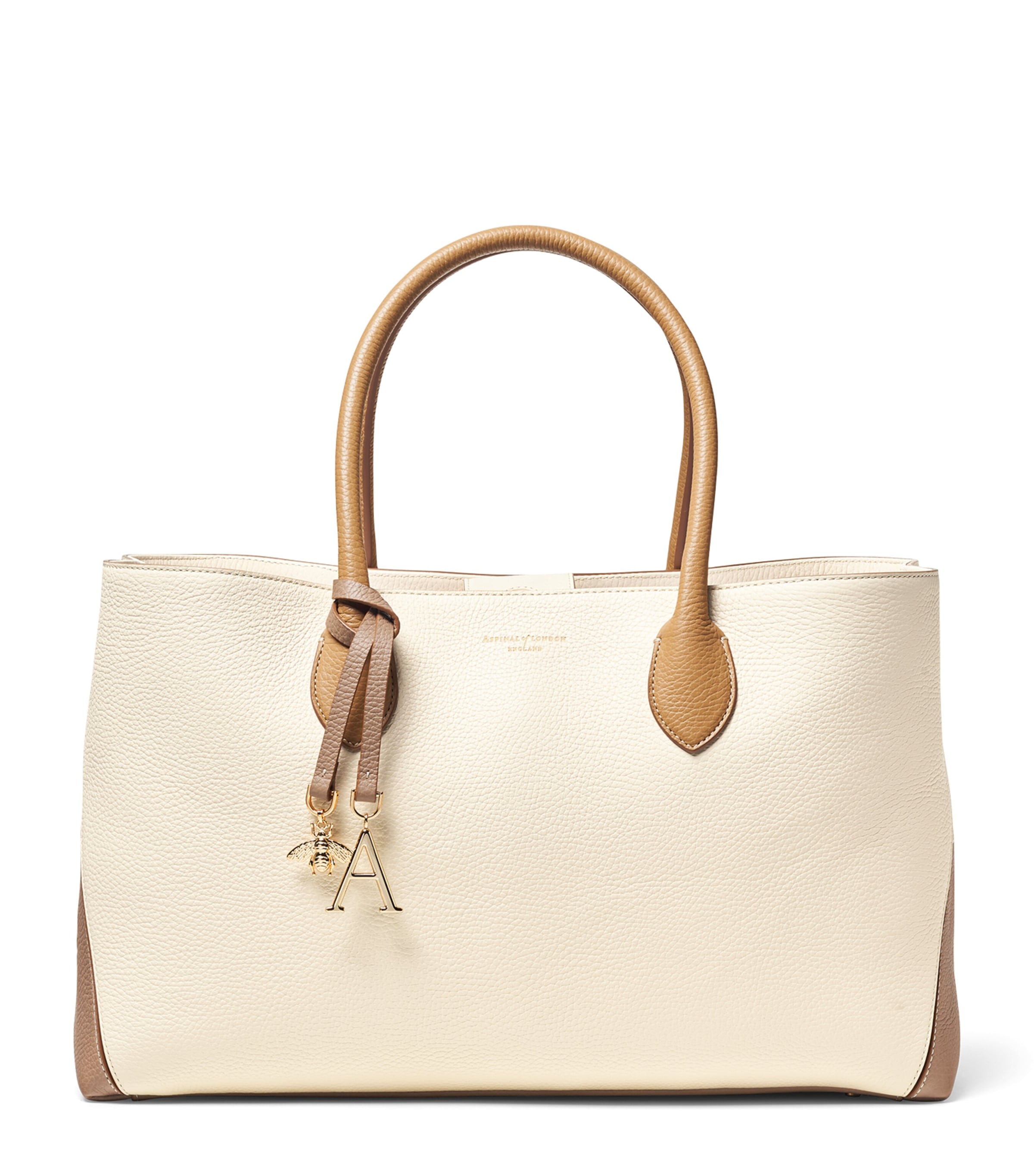 Aspinal Of London Womens Taupe London Logo-print Leather Tote Bag In Neutral