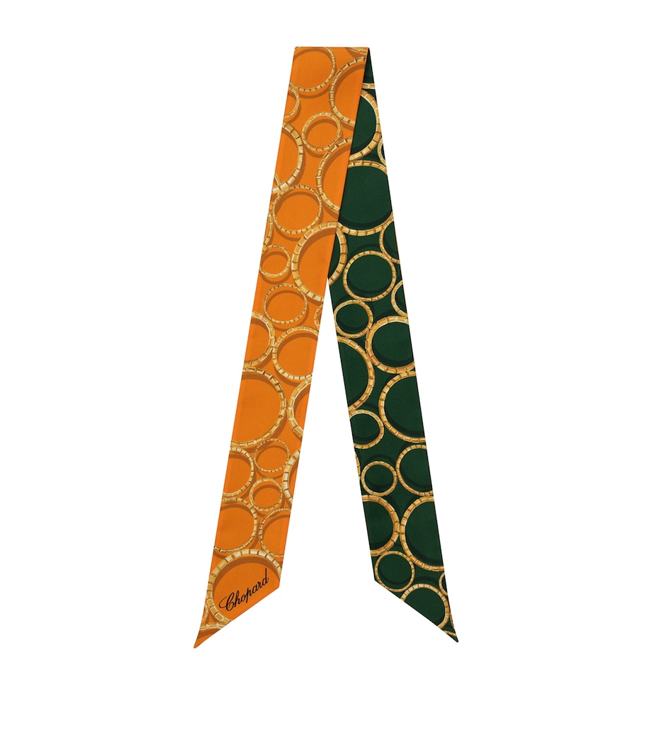 Organic Silk Printed Scarf ORANGE/GREEN Image 1