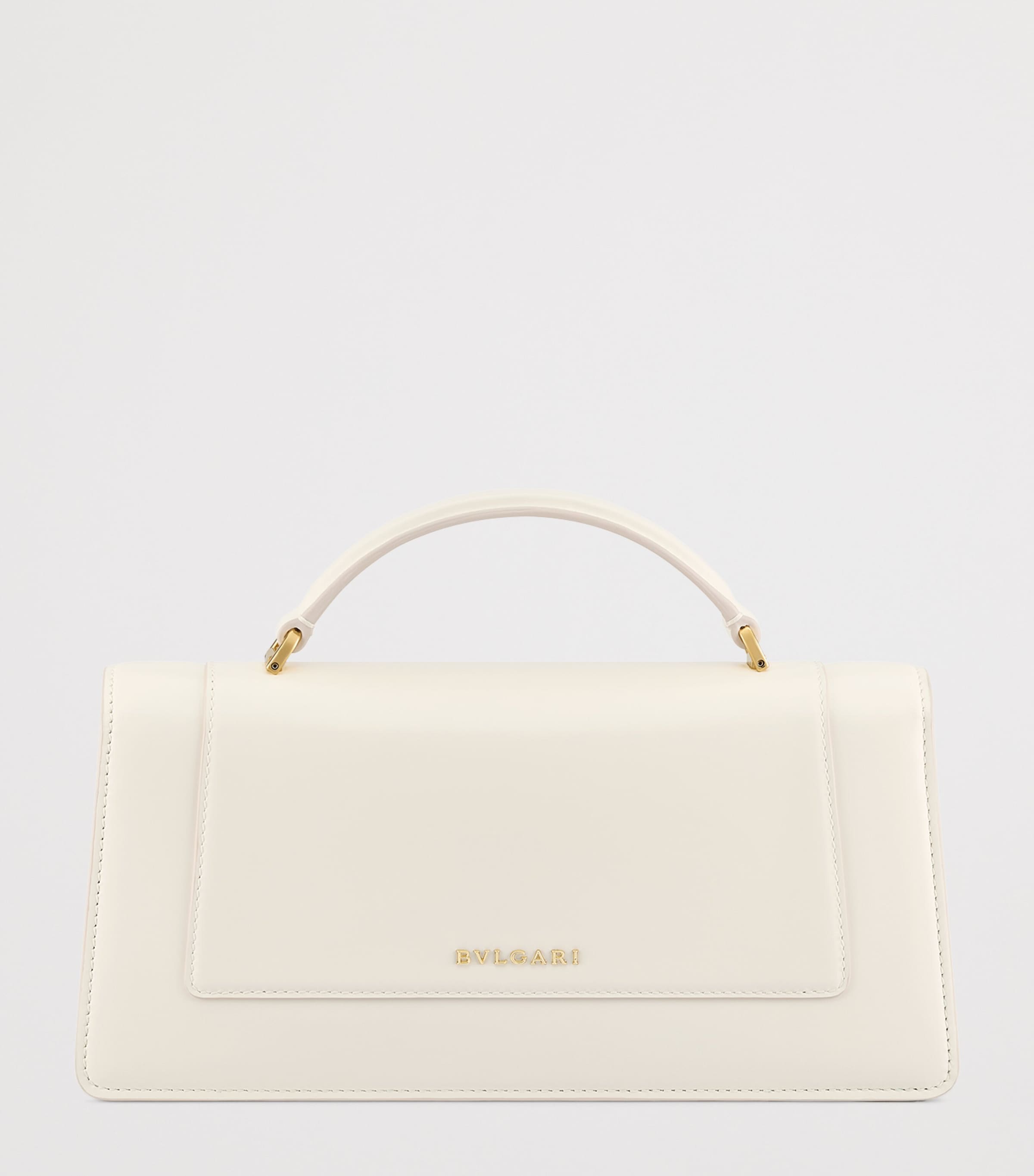 Bvlgari Leather Serpenti Forever Elongated Top-Handle Bag White Image 3