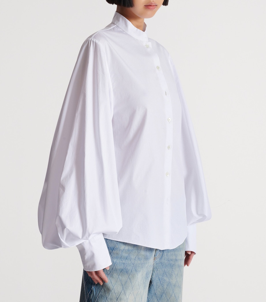 Cotton Puff-Sleeve Poplin Shirt 0FA BLANC Image 2