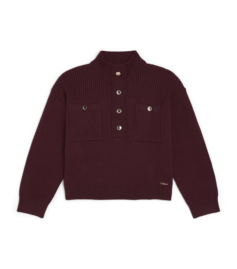 Chloé Kids Cotton-Blend High-Neck Sweater (4-14 Years) Dark Plum Image 1