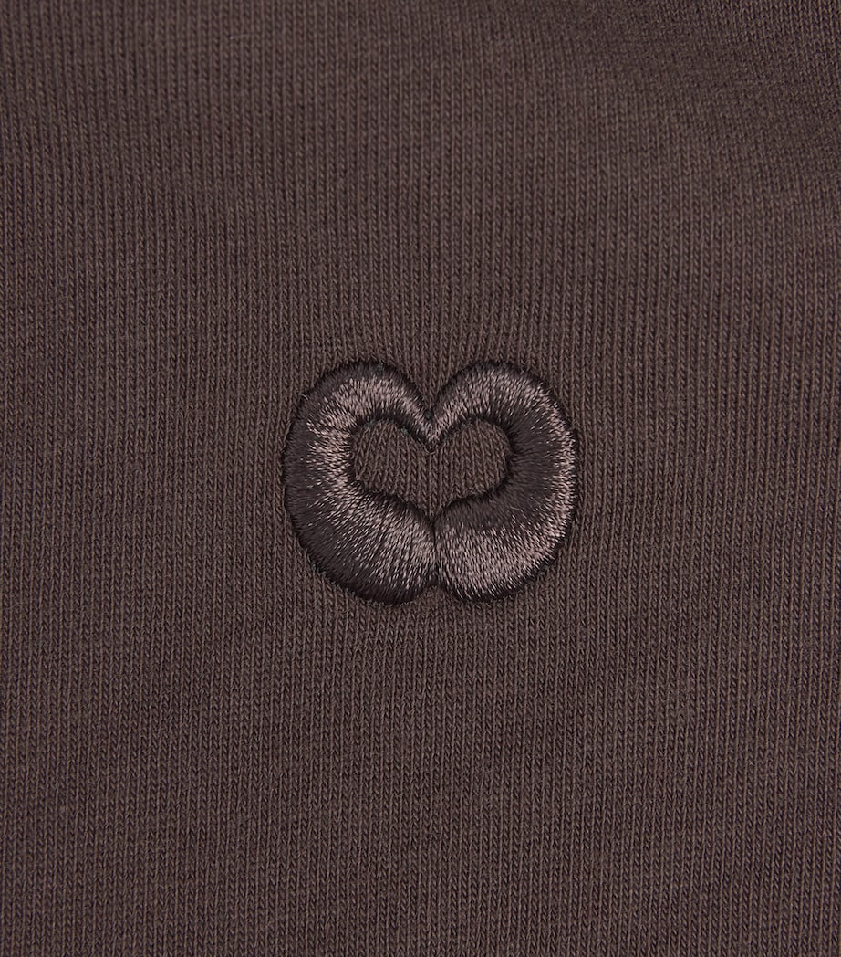 Maje Womens Cotton Embroidered-Logo T-Shirt Dark Brown Image 6