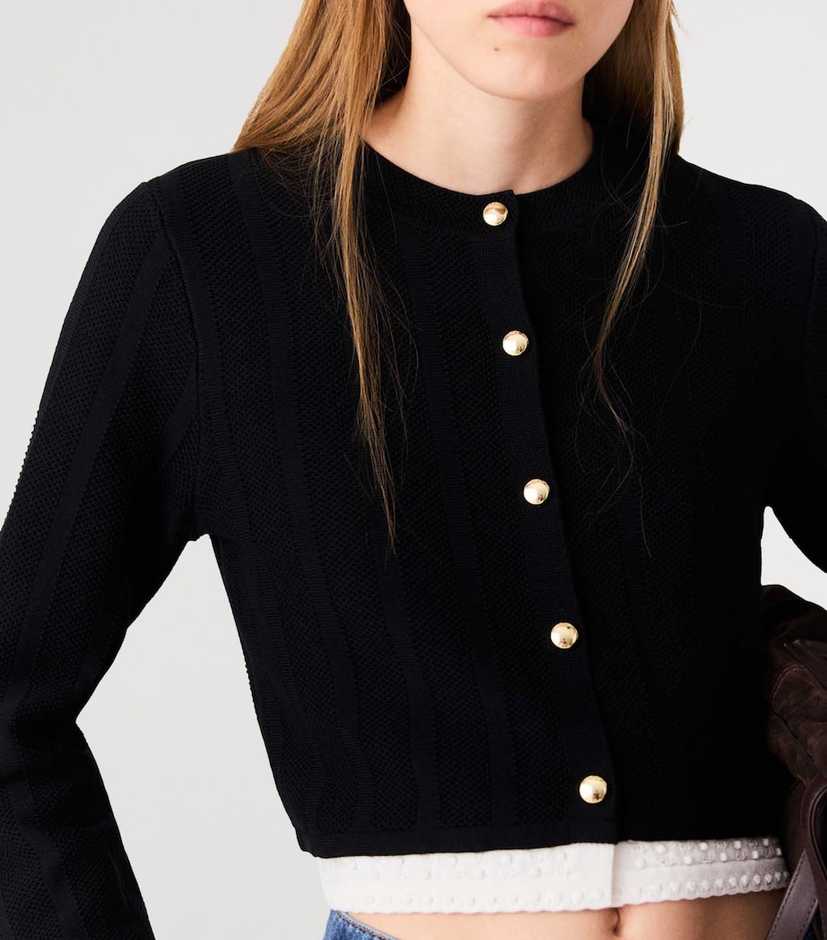 Maje Womens Cropped Cardigan Black Image 7