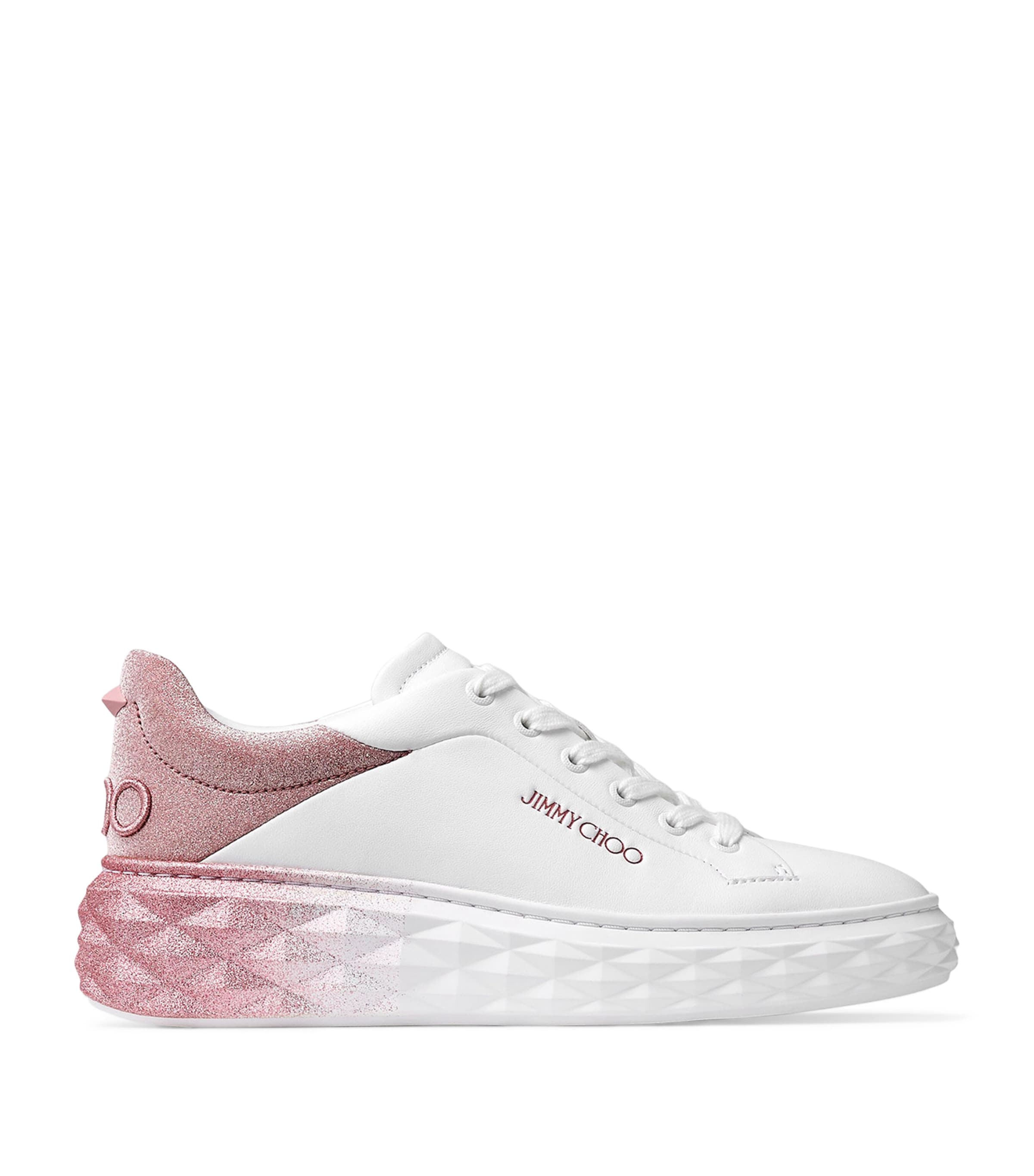 Jimmy Choo Diamond Maxi Leather Sneakers In White