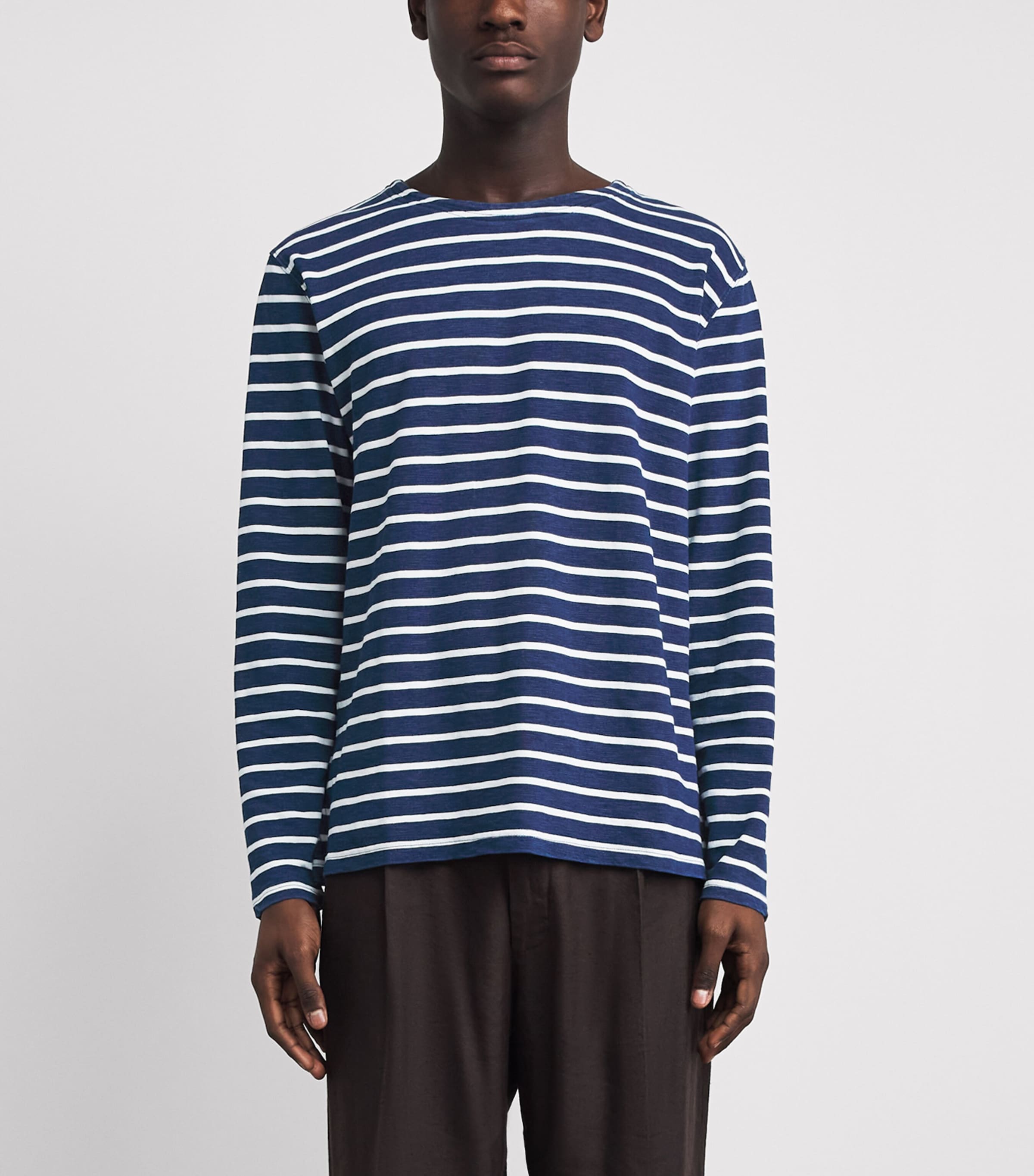 Polo Ralph Lauren Mens Cotton Stripe Long-Sleeve T-Shirt Dark Indigo/greige Image 4