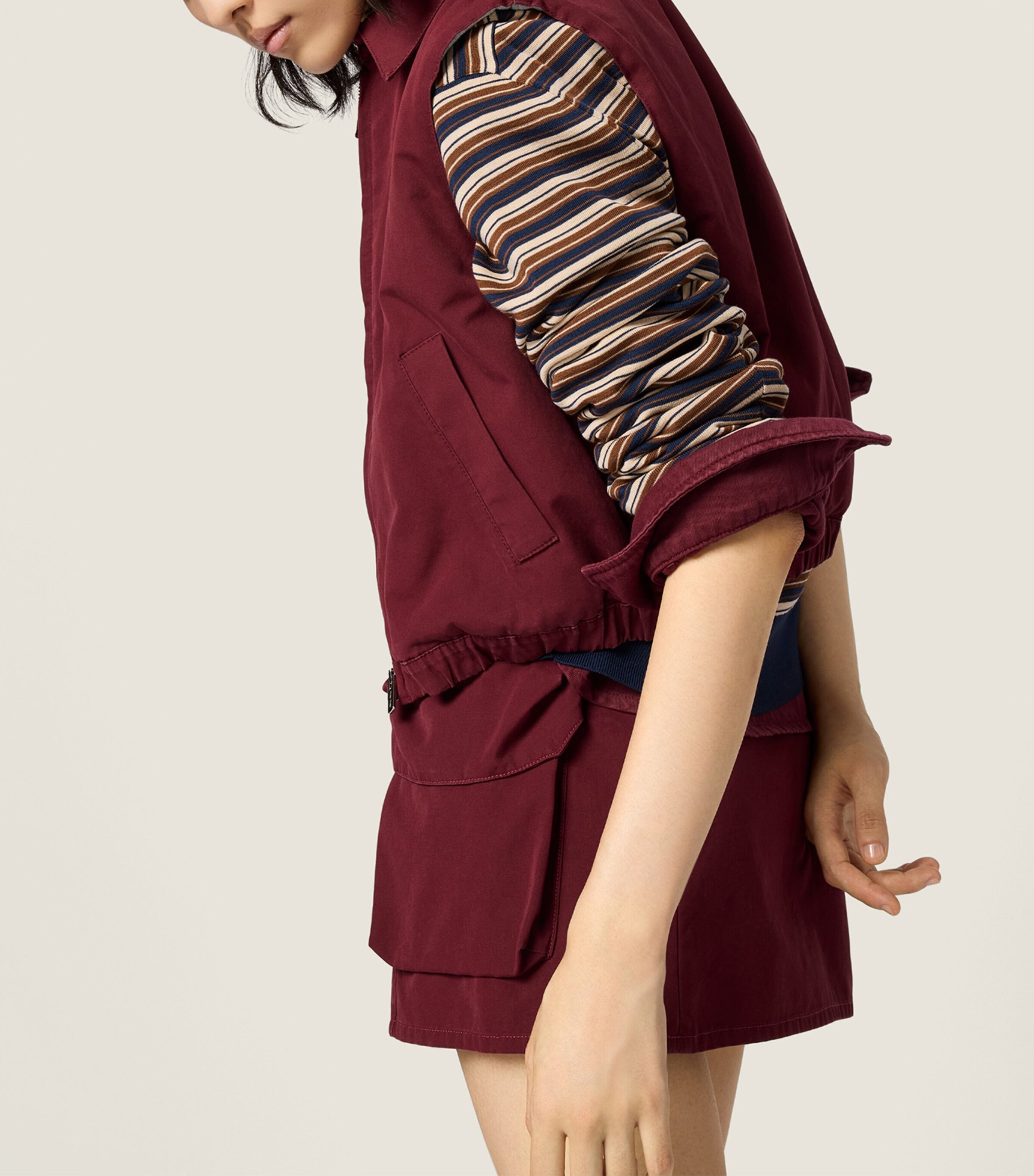 Miu Miu Womens WASHED POPLIN VEST. Burgundy Image 6