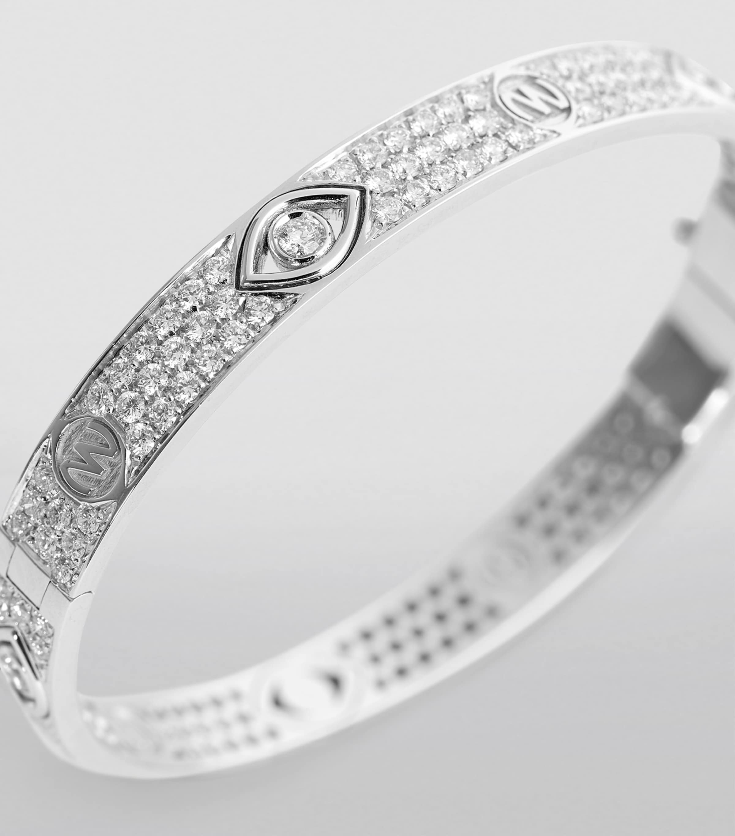 White Gold and Diamond Protected Eye Bangle WHITE Image 5