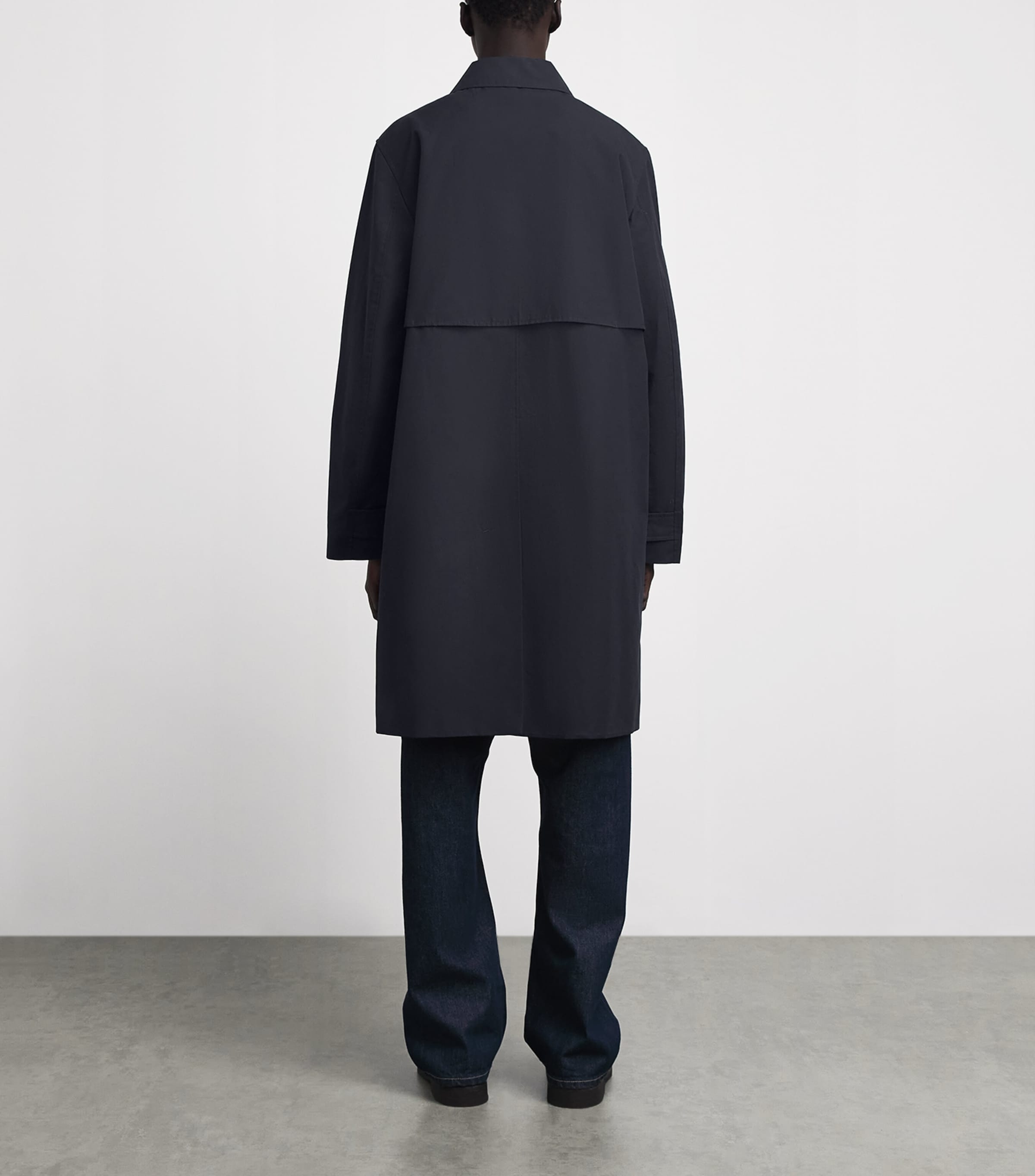 Sunspel Mens Cotton Ventile Overcoat Dark Navy Image 5