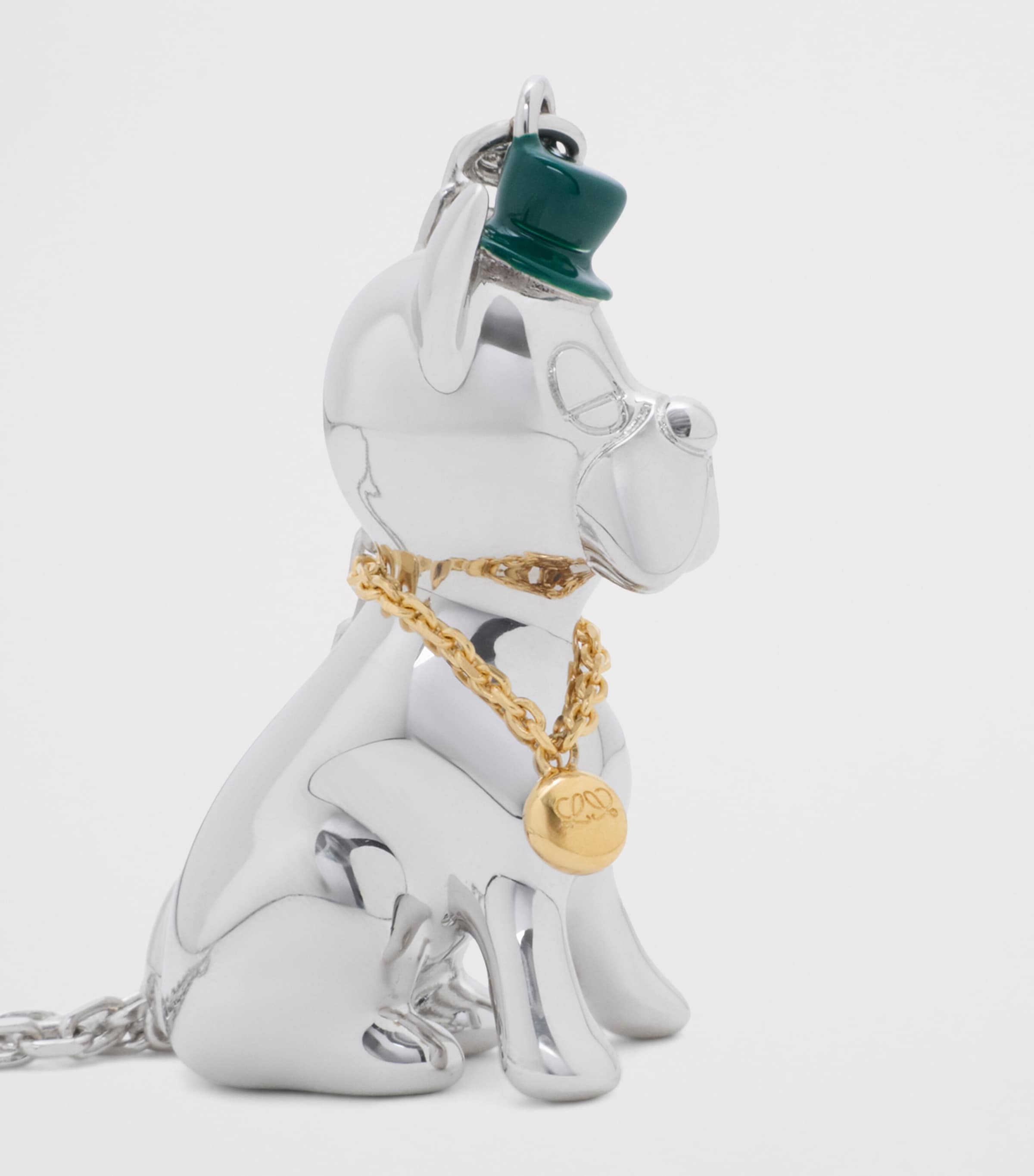 LOEWE Sterling Silver Dog Necklace Silver/green Image 3