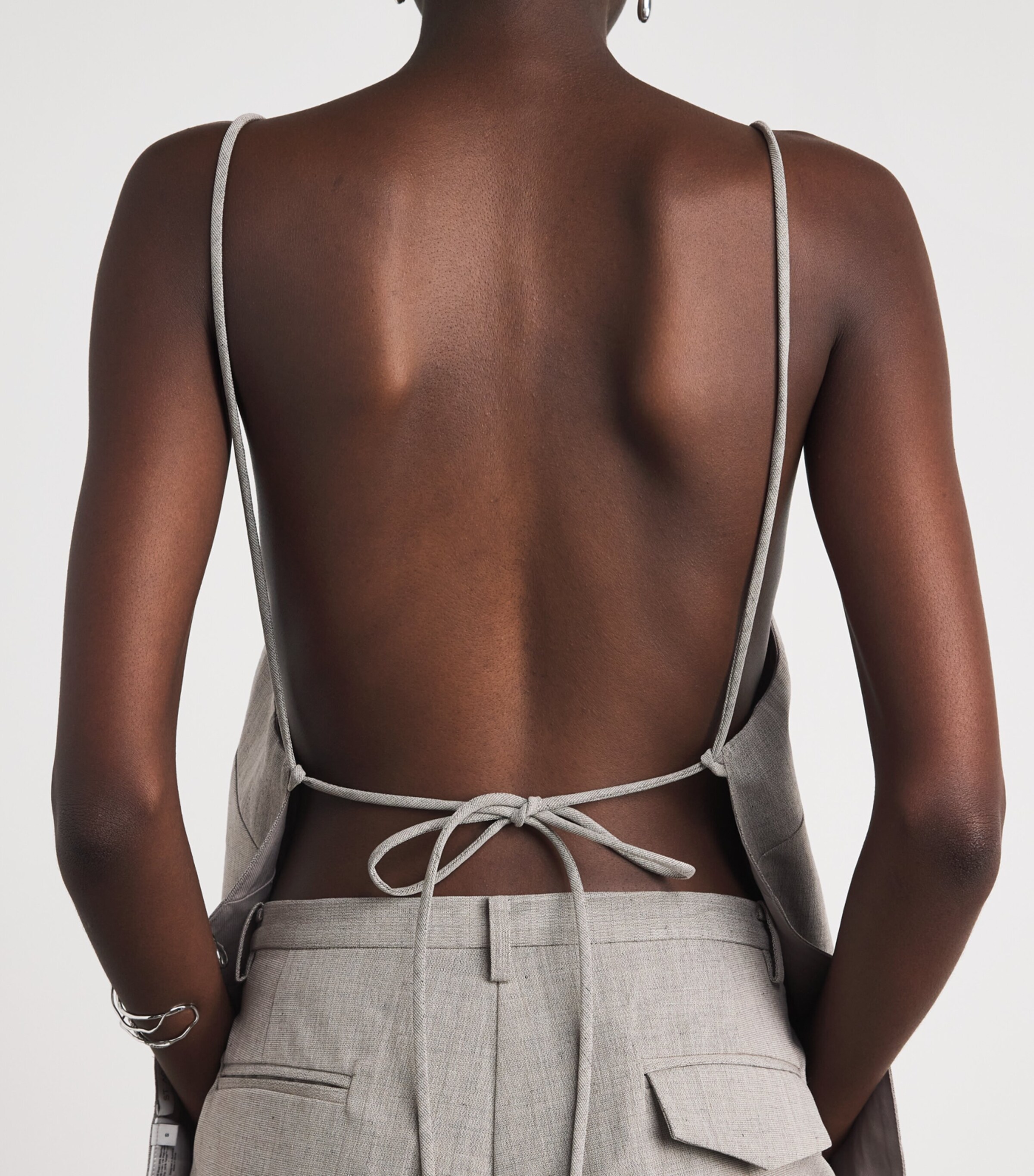 St. Agni Womens Backless Utility Sleeveless Top Pebble Melange Image 3