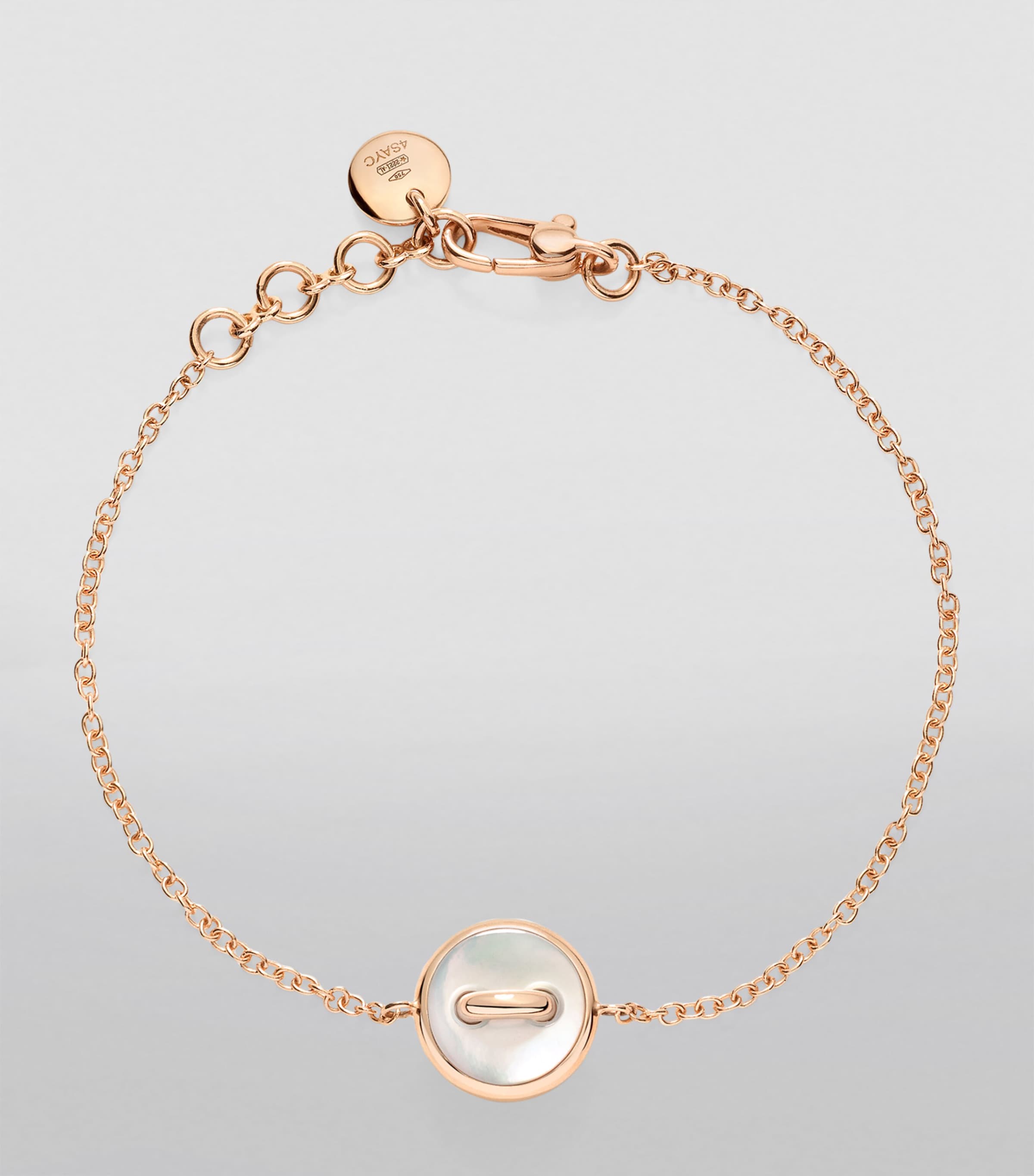 Rose Gold, Diamond, Malachite and Mother-of-Pearl Pom Pom Dot Bracelet DB0MY Image 4