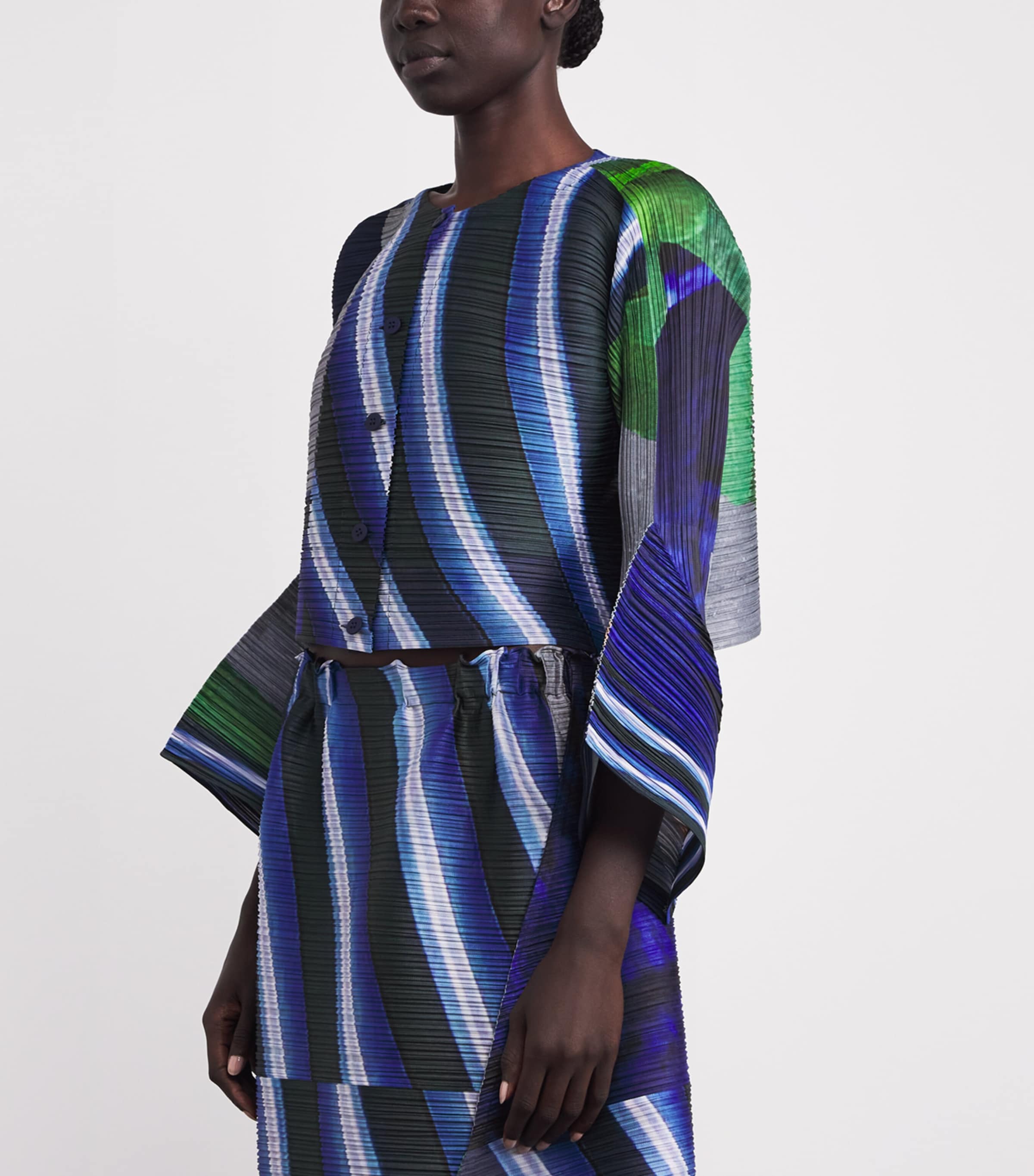 City Collage Cardigan GREY X NAVY Image 3