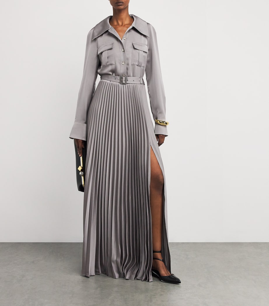 Pleated Shirt Maxi Dress GREY Image 2