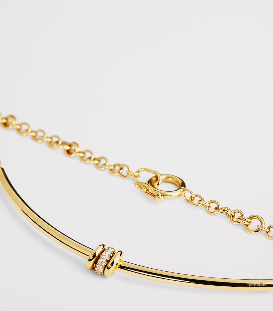 Yellow Gold and Diamond Arc Gravity Chain Necklace YELLOW GOLD Image 3