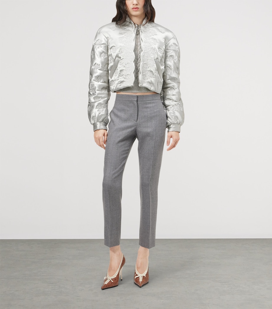 McQueen Womens Wool Cropped Cigarette Trousers Image 2