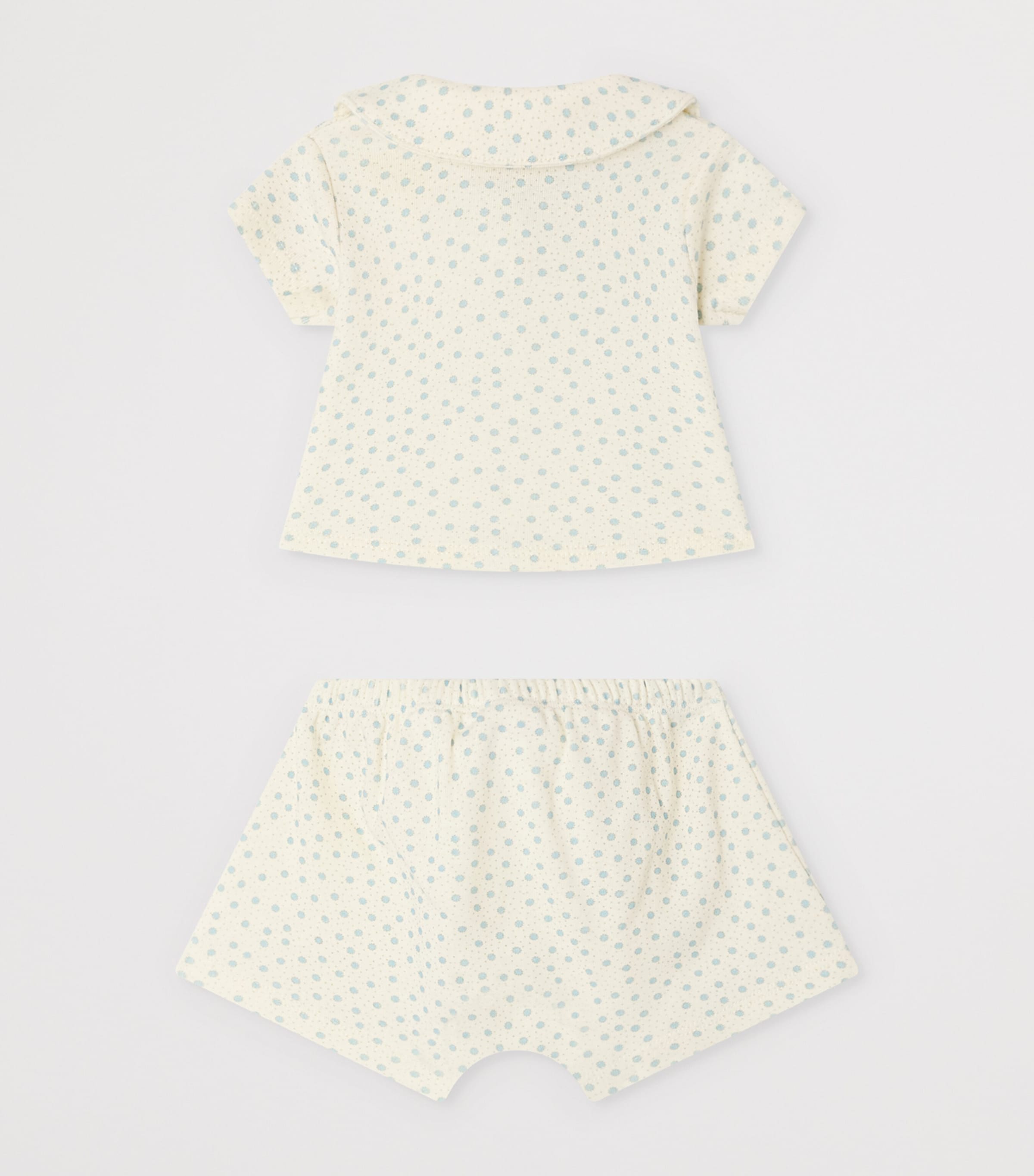 Bonpoint Cotton Polka Dot Top and Shorts Set (1-18 Months) Po Bleu Image 2