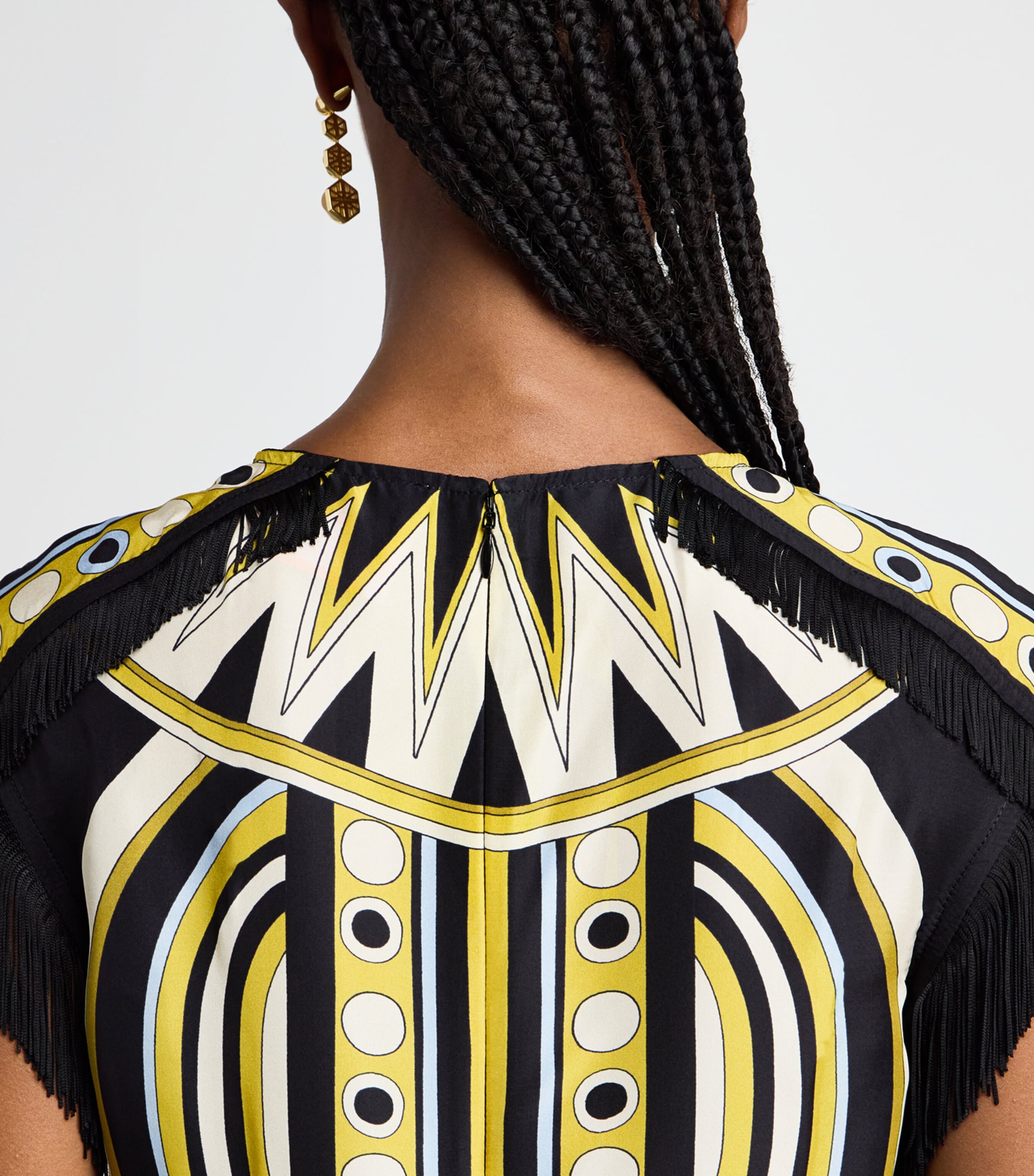 La Doublej Womens Silk Fringe-Trim Printed Midi Dress Sanctuary Plcee Image 5