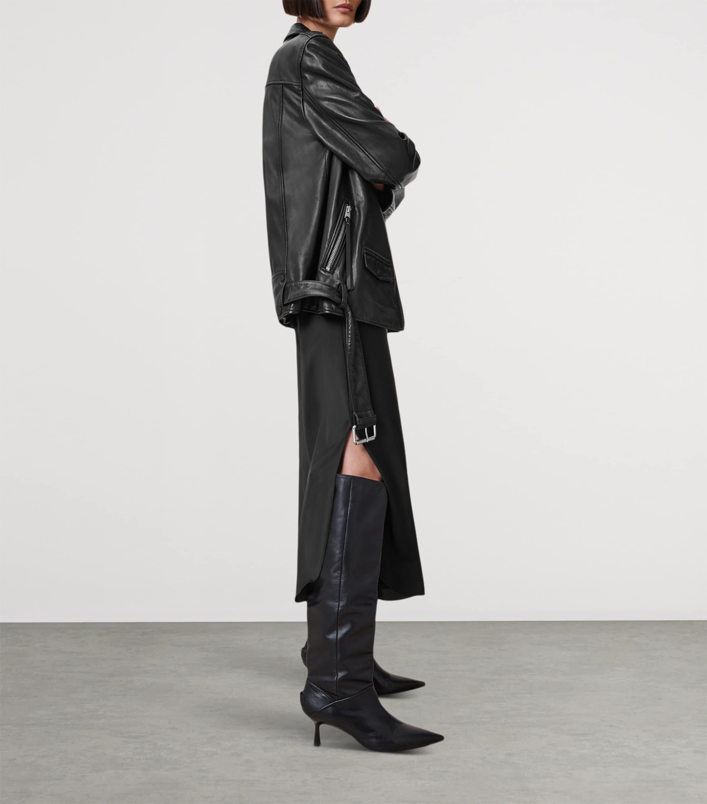 Leather Billie Biker Jacket BLACK Image 4