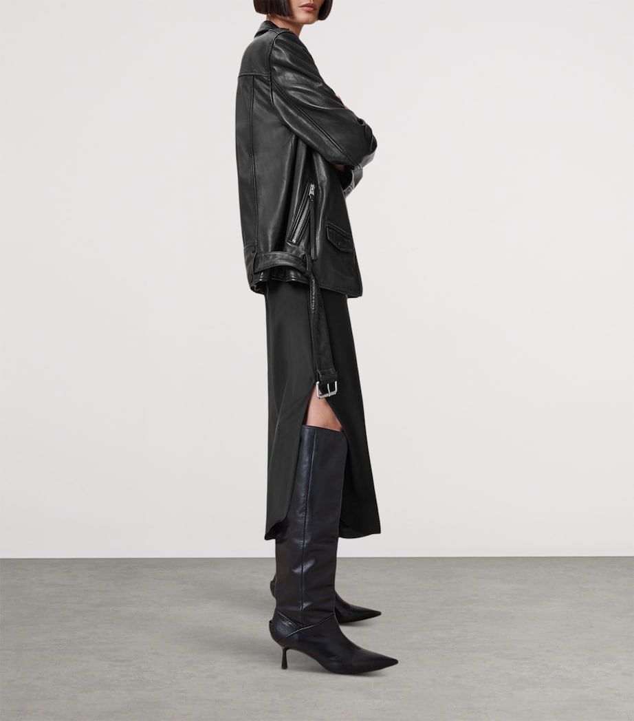 Leather Billie Biker Jacket BLACK Image 4