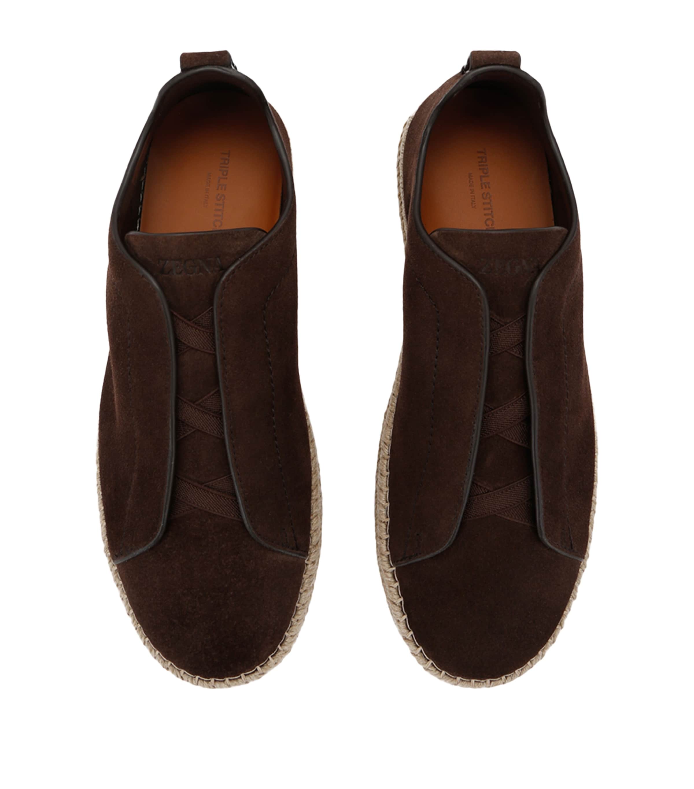 Suede Triple Stitch Espadrilles DARK BROWN Image 4