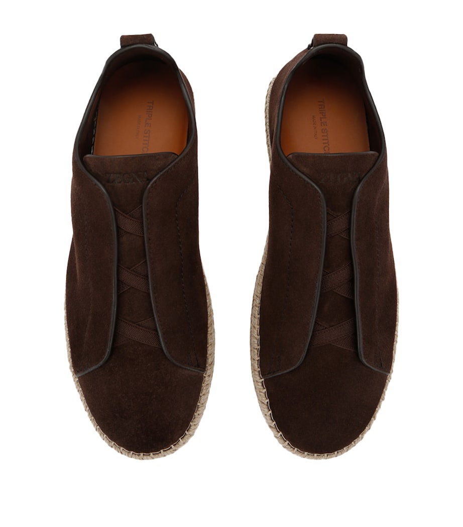 Suede Triple Stitch Espadrilles DARK BROWN Image 4
