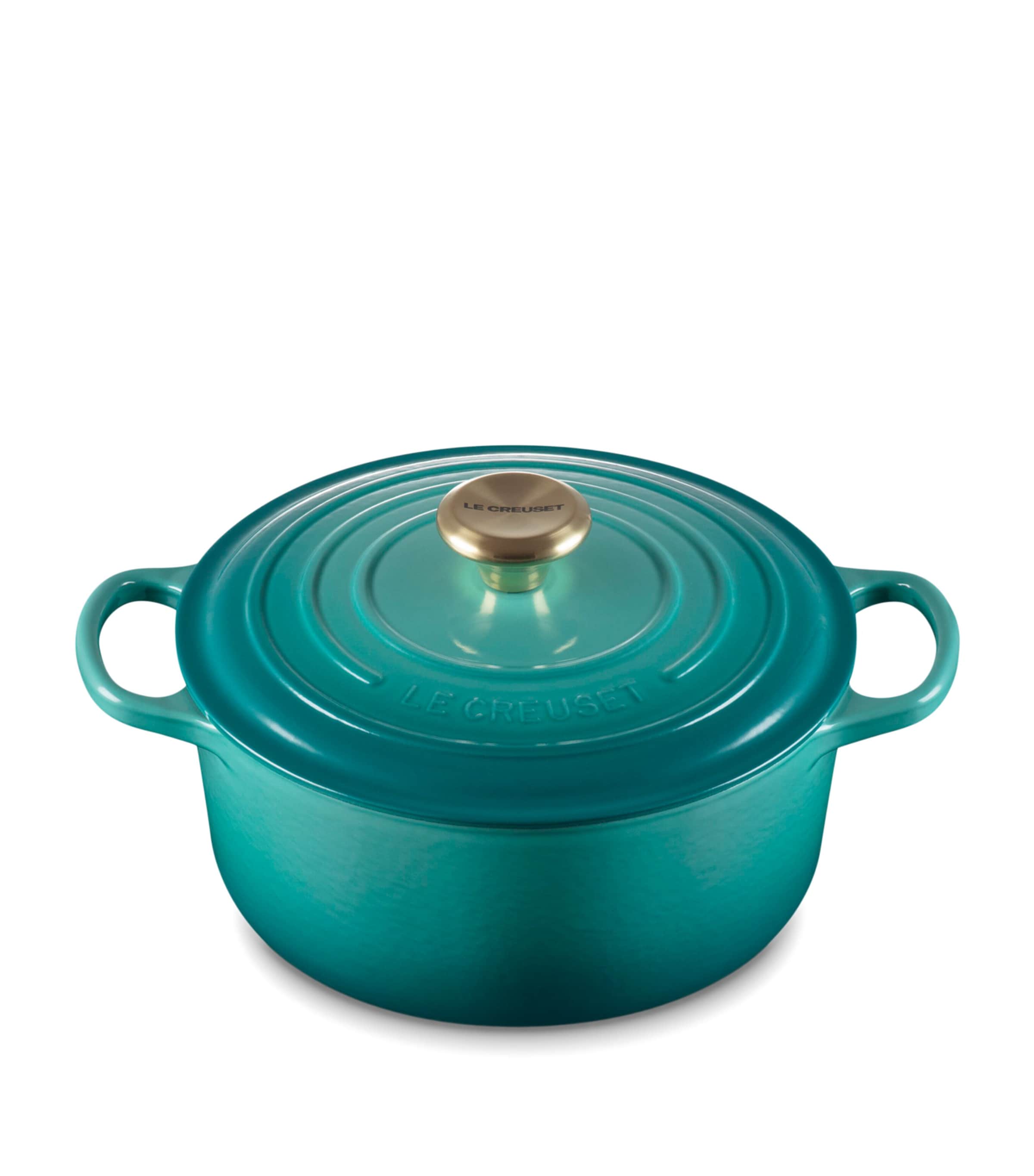 Le Creuset Cast Iron Round Casserole Dish (24cm) Bleu Riviera Image 2