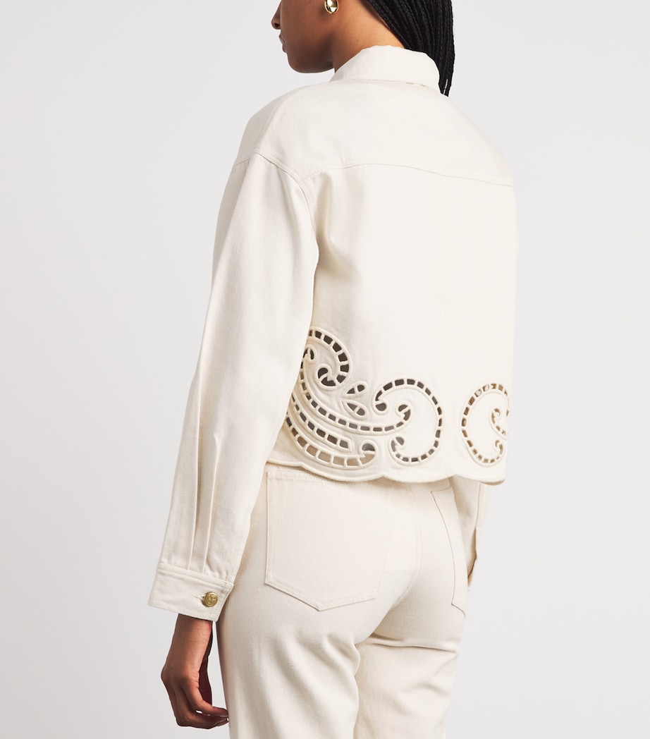 Ulla Johnson Womens Bobbi Eyelet Denim Jacket Cowrie Image 5