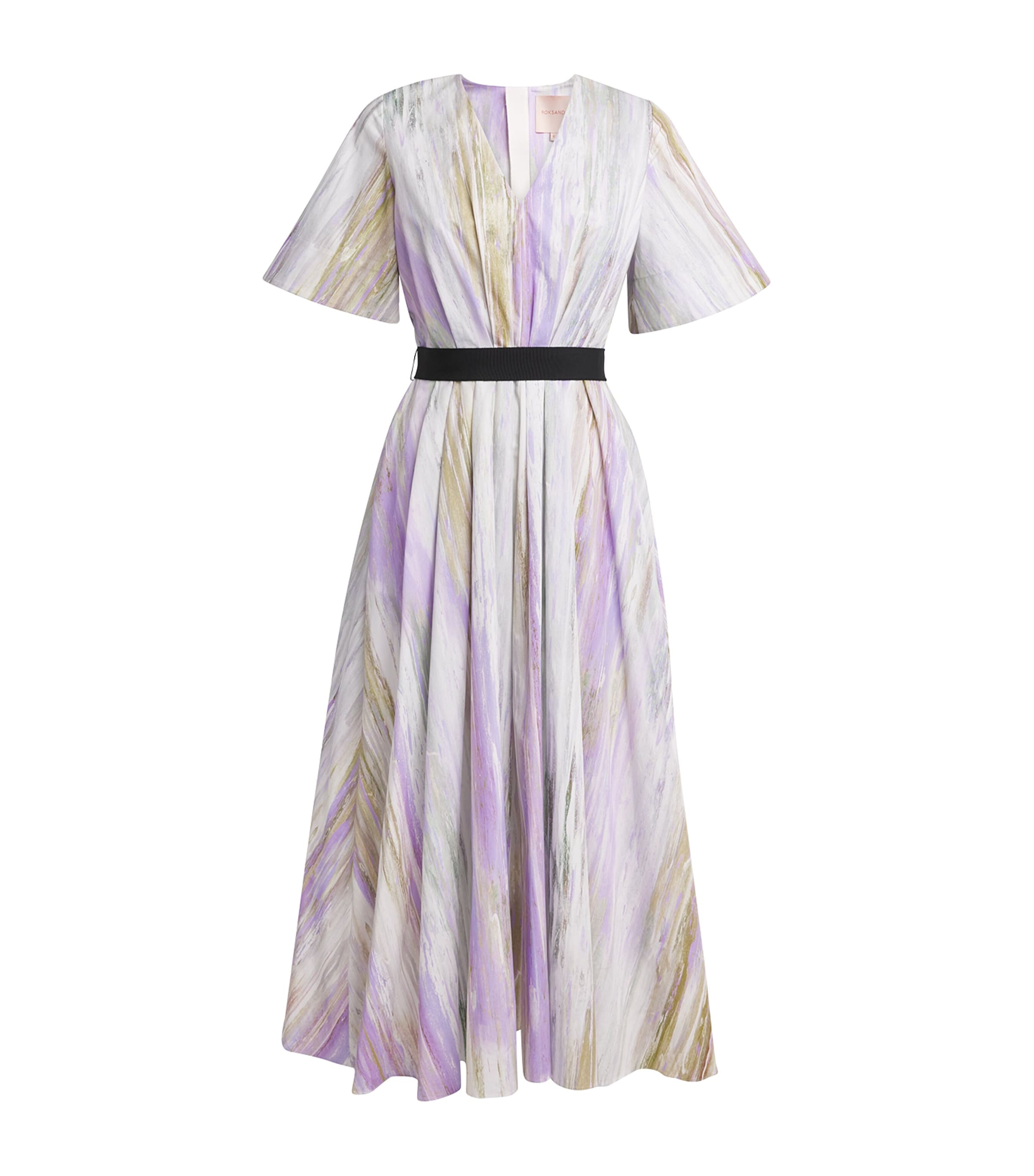 Roksanda Womens Cotton Sana Midi Dress Brush Chalk/wisteria Image 1