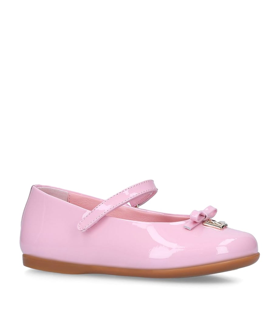 Dolce&Gabbana Kids Leather Vernice Ballet Flats Pale Pink Image 3