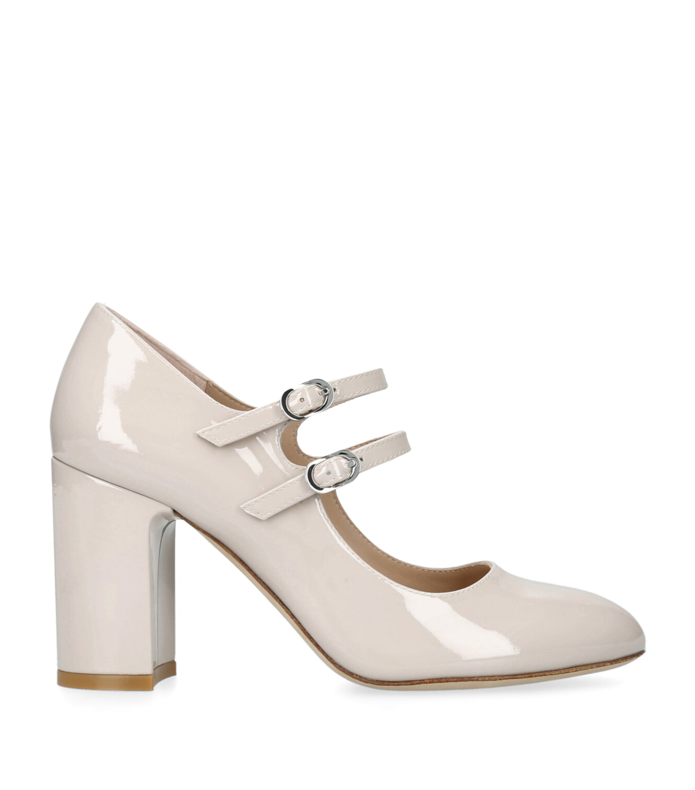 Stuart Weitzman Leather Posh Mary Jane Pumps 85 Bone Image 1