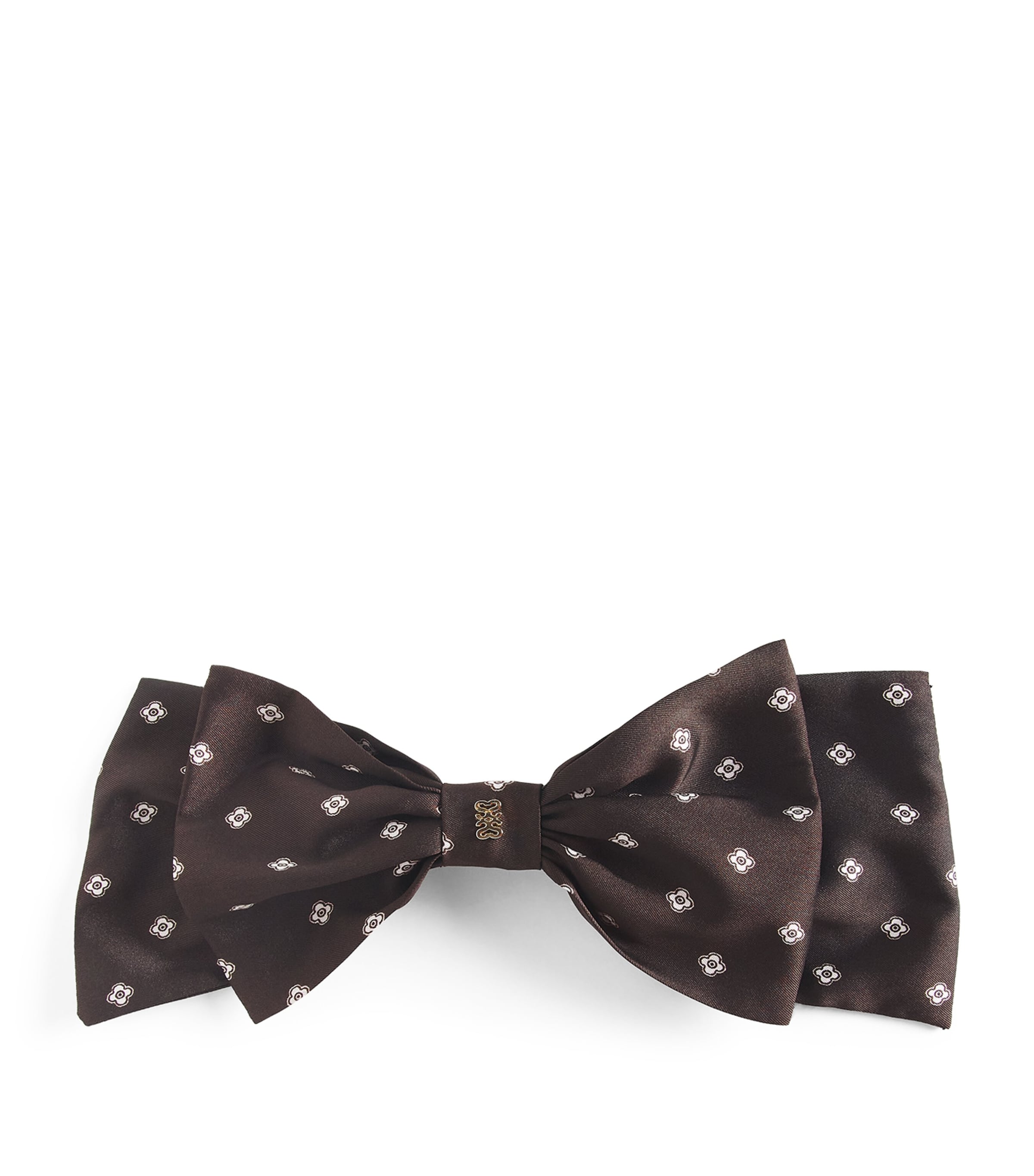 Sandro Satin Printed Hair Bow In Black