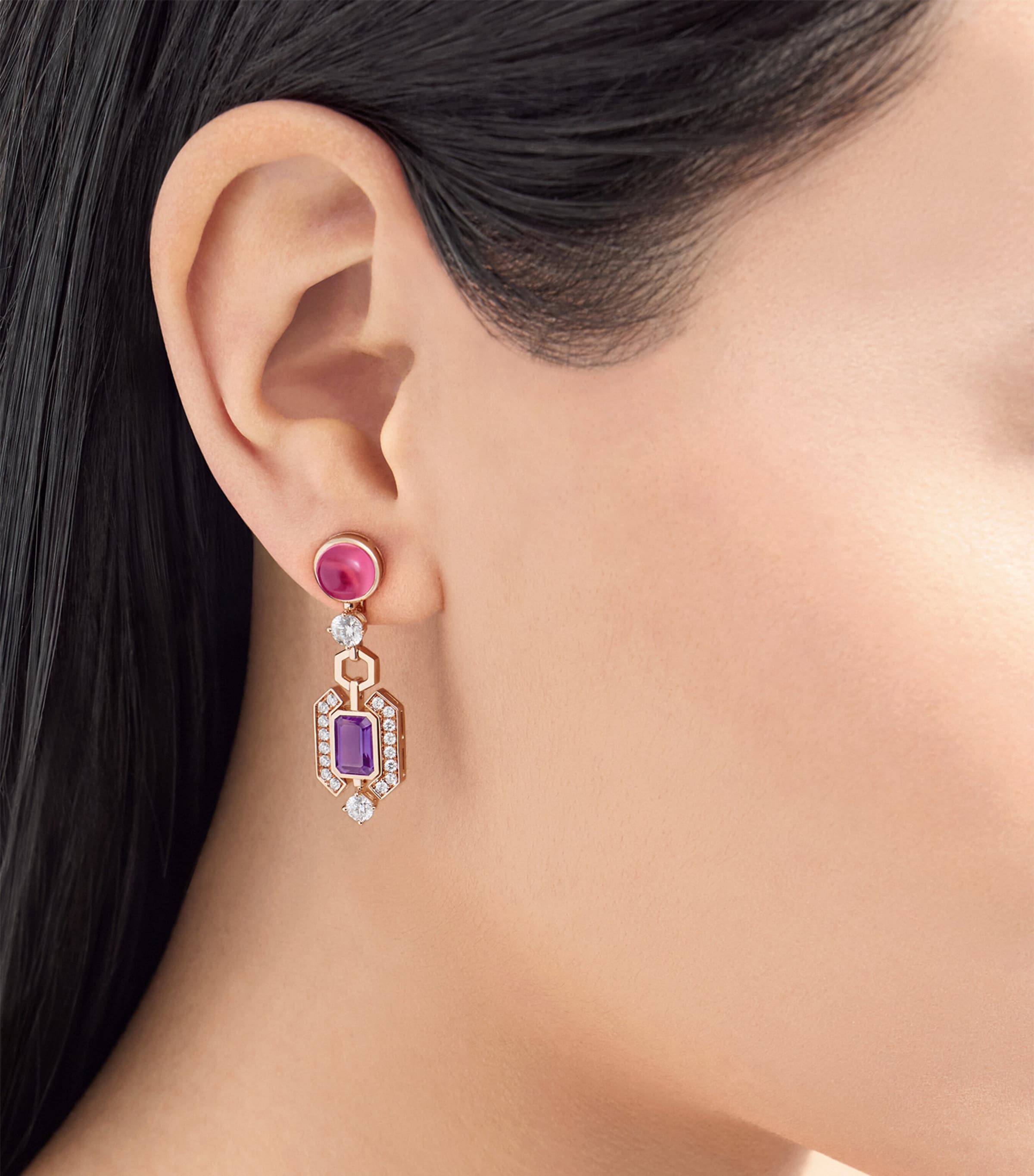 Bvlgari Rose Gold, Diamond and Gemstone Allegra Earrings Pink Gold Image 4