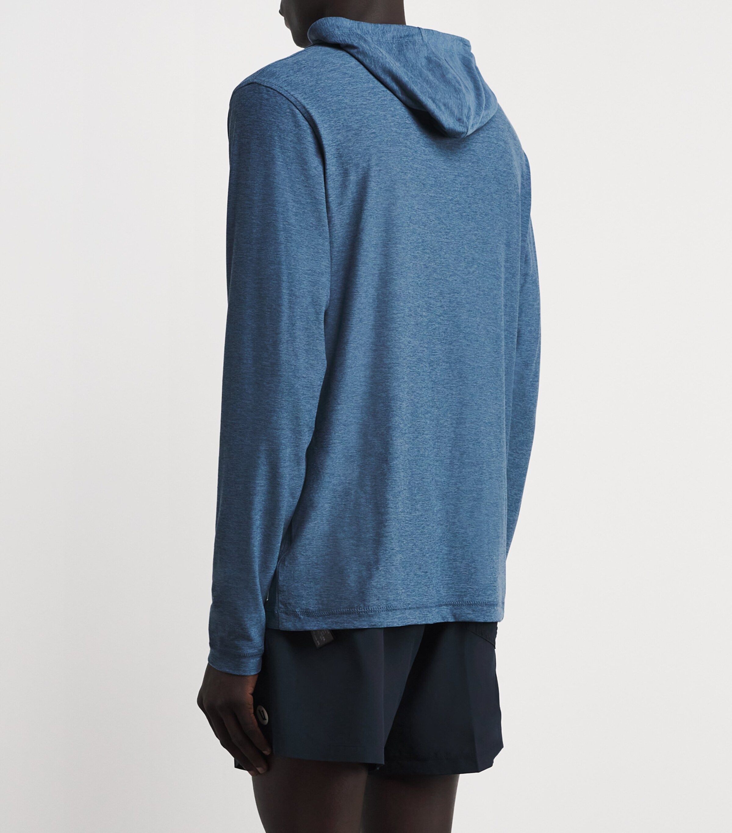 VUORI Mens Strato Tech Hoodie Hpb Pool Blu Heather Image 4