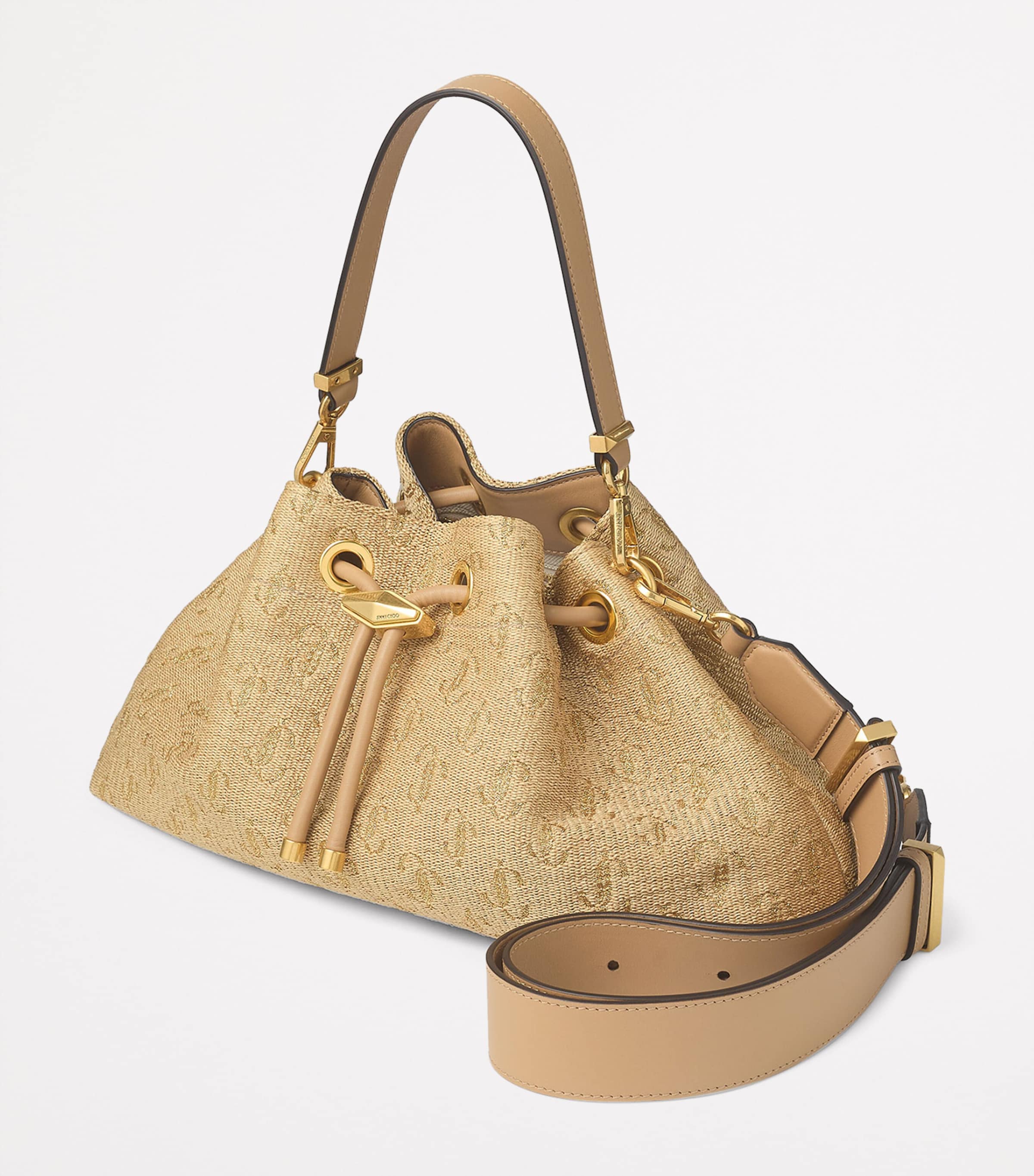Medium Cinch Monogrammed Bucket Bag NATURAL/CAPPUCCINO/G Image 2