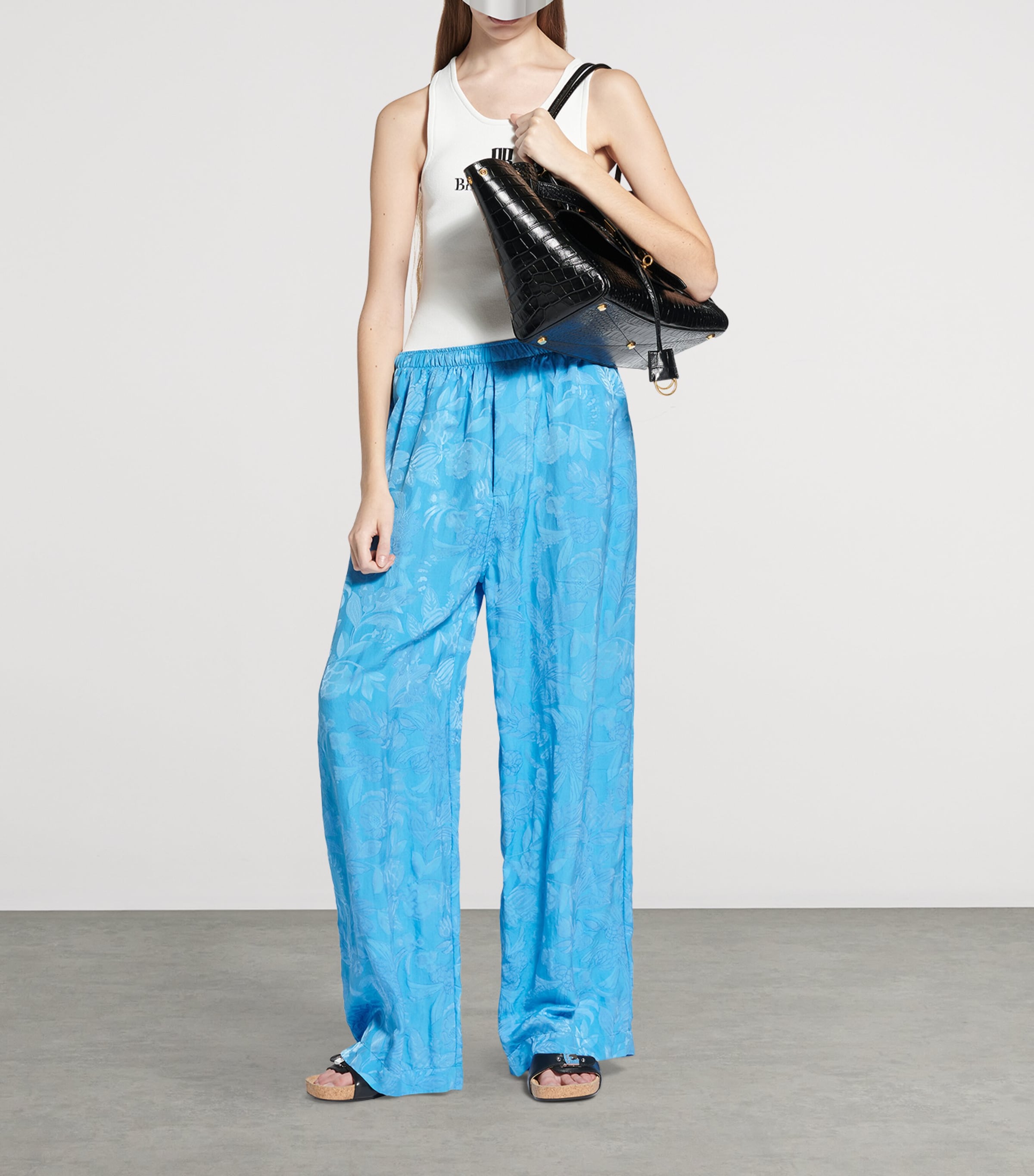 ●送料込●BALENCIAGA● floral print パジャマパンツ Buy Balenciaga Black Unisex Floral-print Pyjama Pants For
