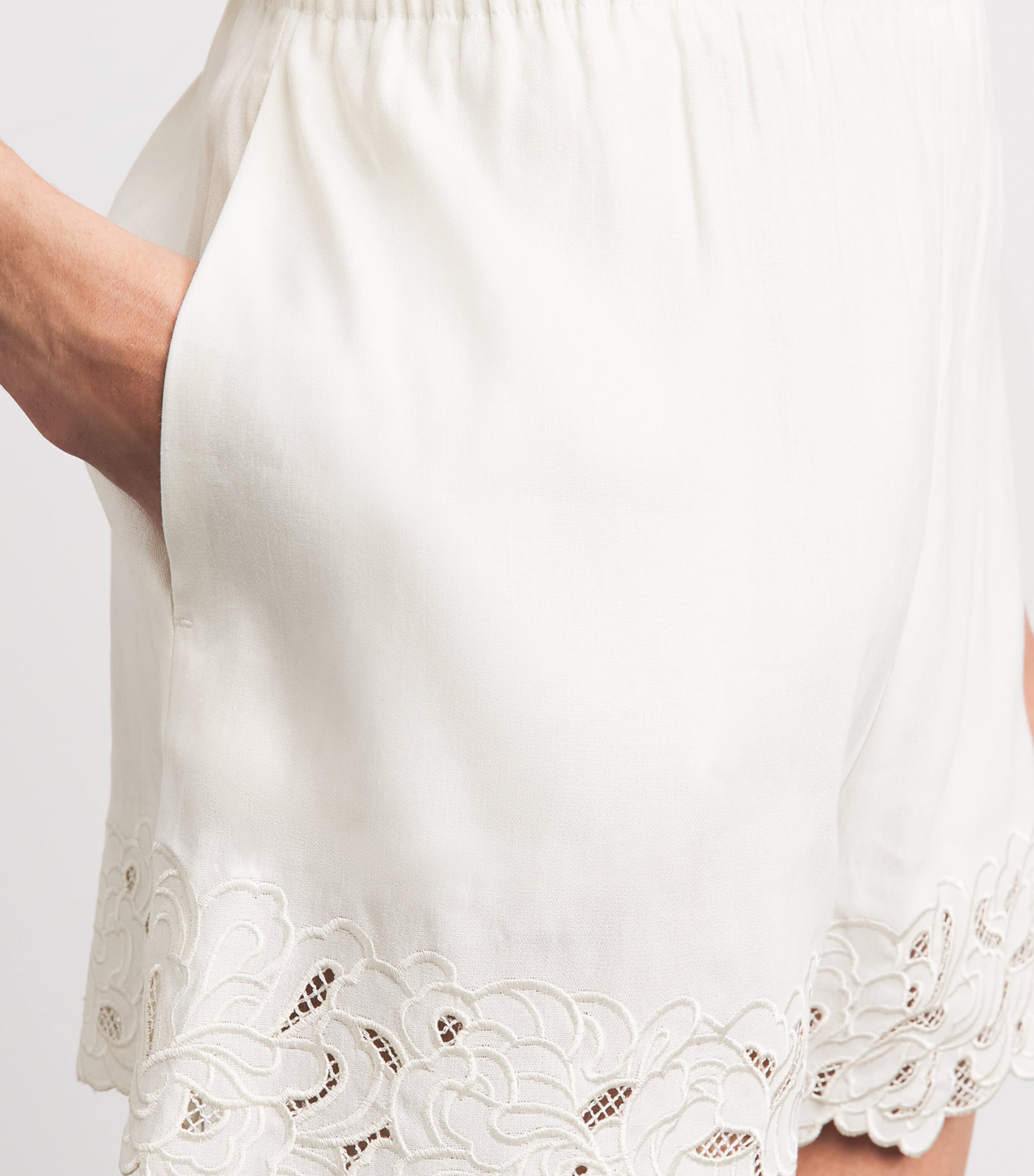 CAMILLA AND MARC Womens Linen-Blend Chara Embroidered Shorts Cream Mcrm Image 3