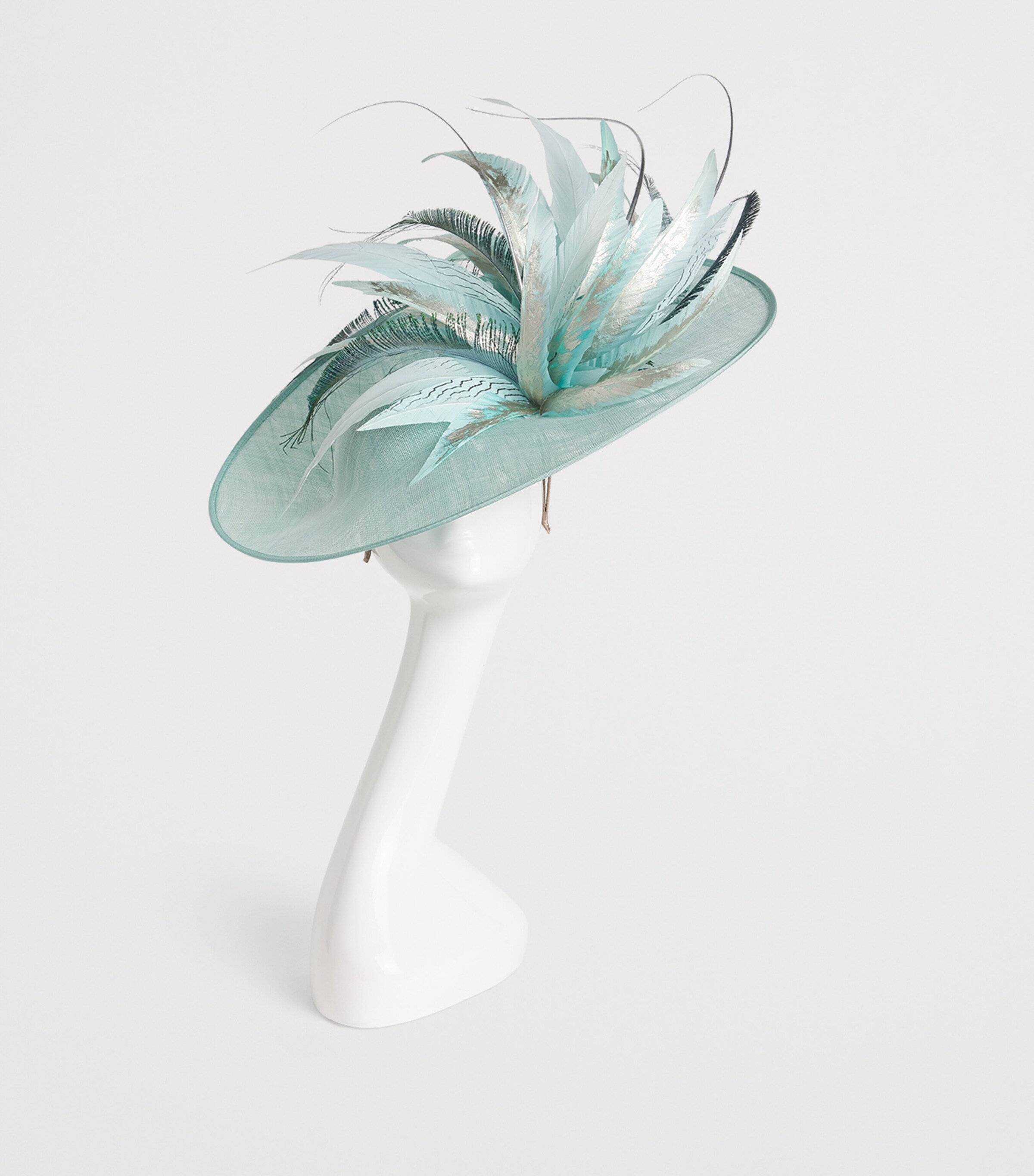 Bohemian Rhapsody Hat Fascinator DUCK EGG/NATURAL Image 2